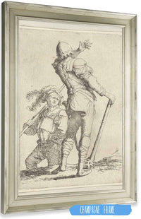 Two Soldiers One Seen From Behind Holding A Club  by Salvator Rosa Posters, Prints, & Visual Artwork