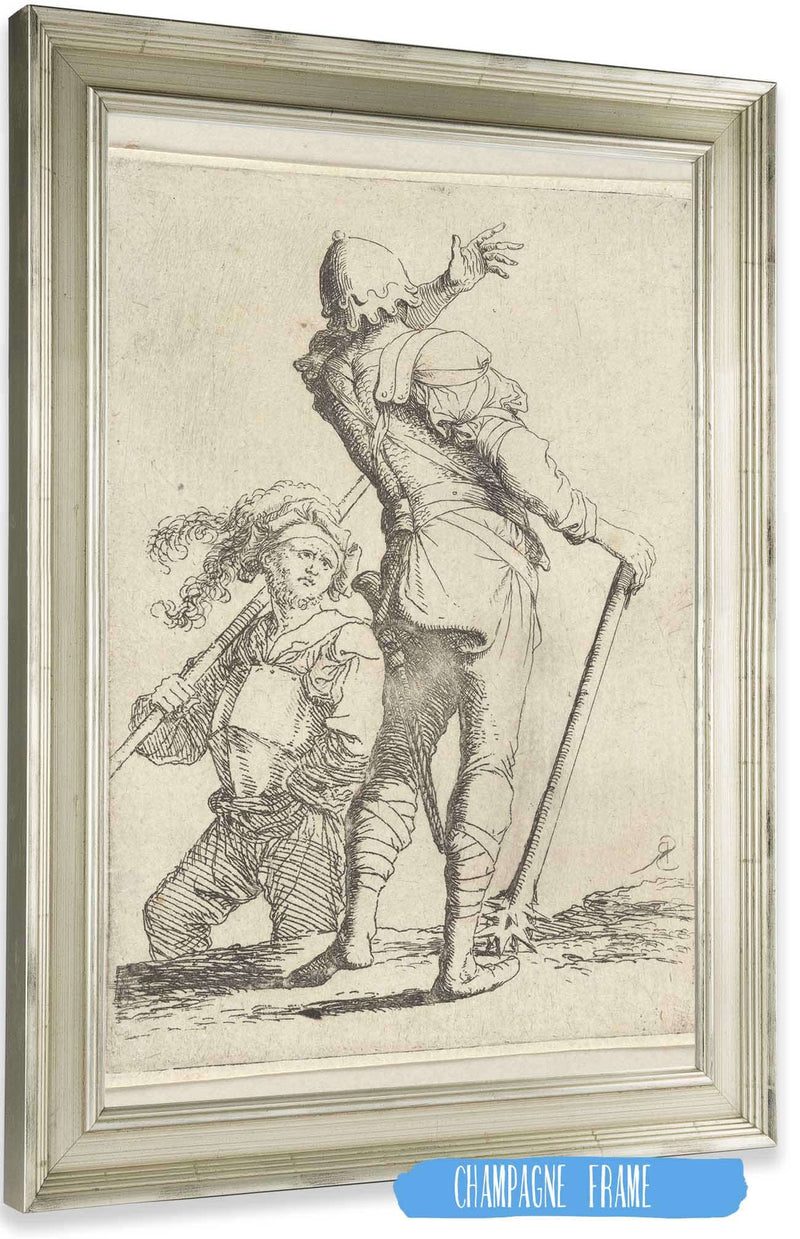 Two Soldiers One Seen From Behind Holding A Club  by Salvator Rosa Posters, Prints, & Visual Artwork
