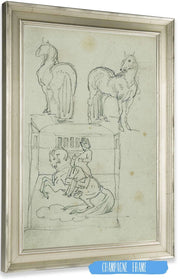 Two Standing Horses Man Riding A Rearing Horse  by Theodore Gericault Posters, Prints, & Visual Artwork