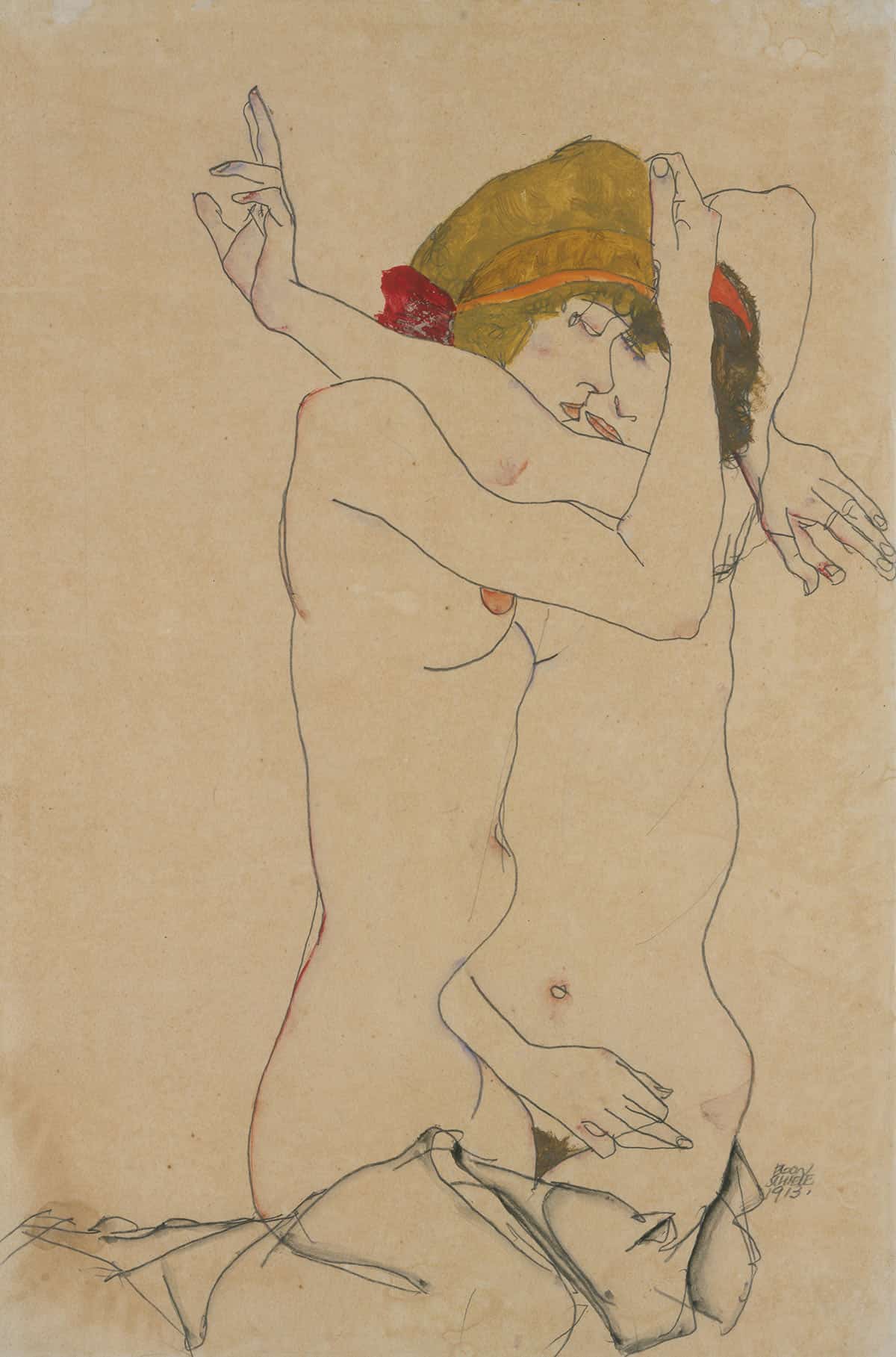 Two Women Embracing by Egon Schiele Posters, Prints, & Visual Artwork