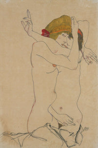 Two Women Embracing by Egon Schiele Posters, Prints, & Visual Artwork