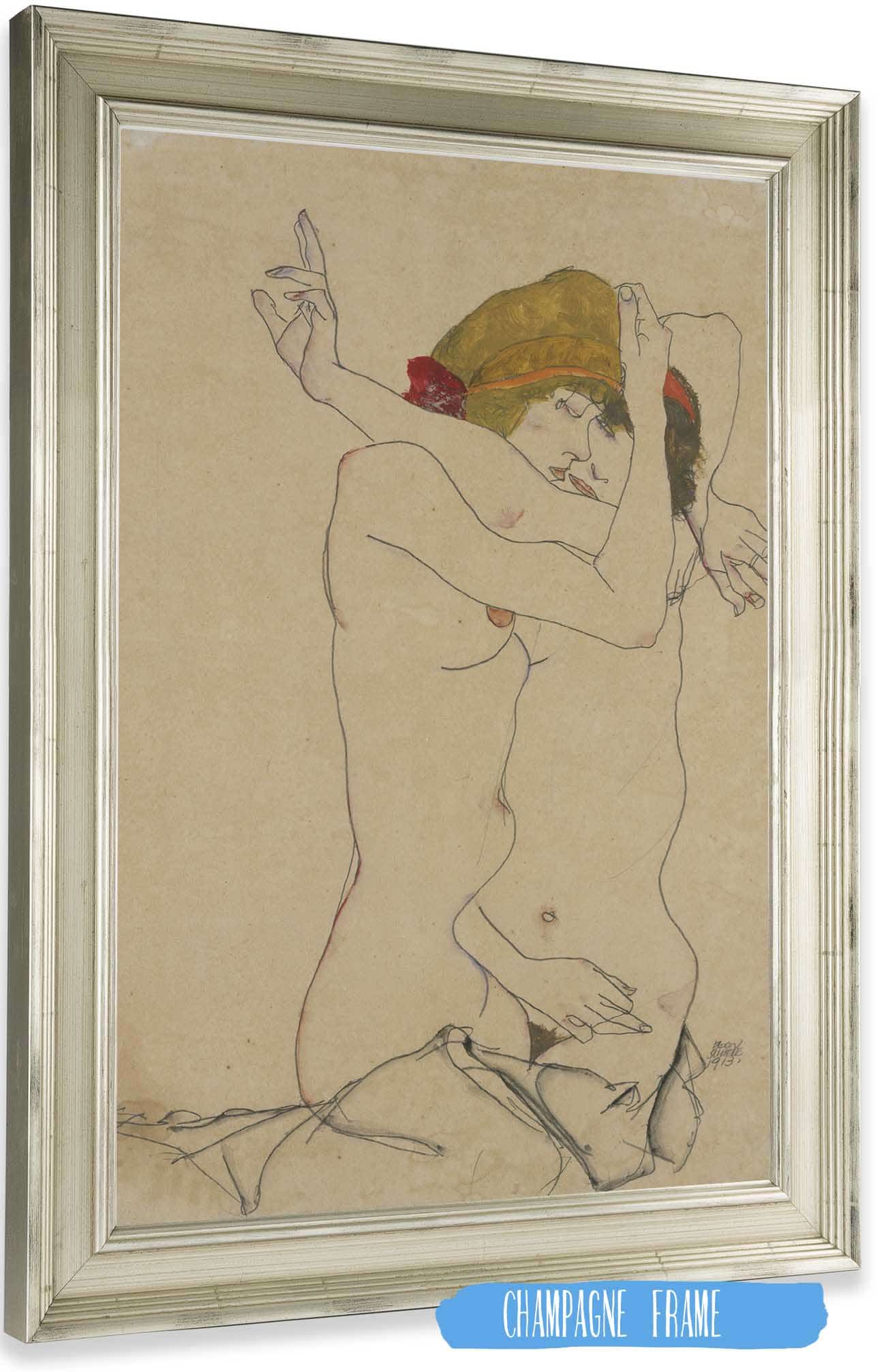 Two Women Embracing by Egon Schiele Posters, Prints, & Visual Artwork