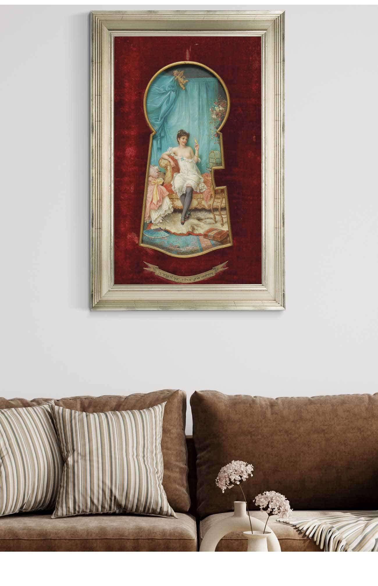 Un Regard Par Le Trou De La Serrure Through The Keyhole by Hans Zatzka Posters, Prints, & Visual Artwork