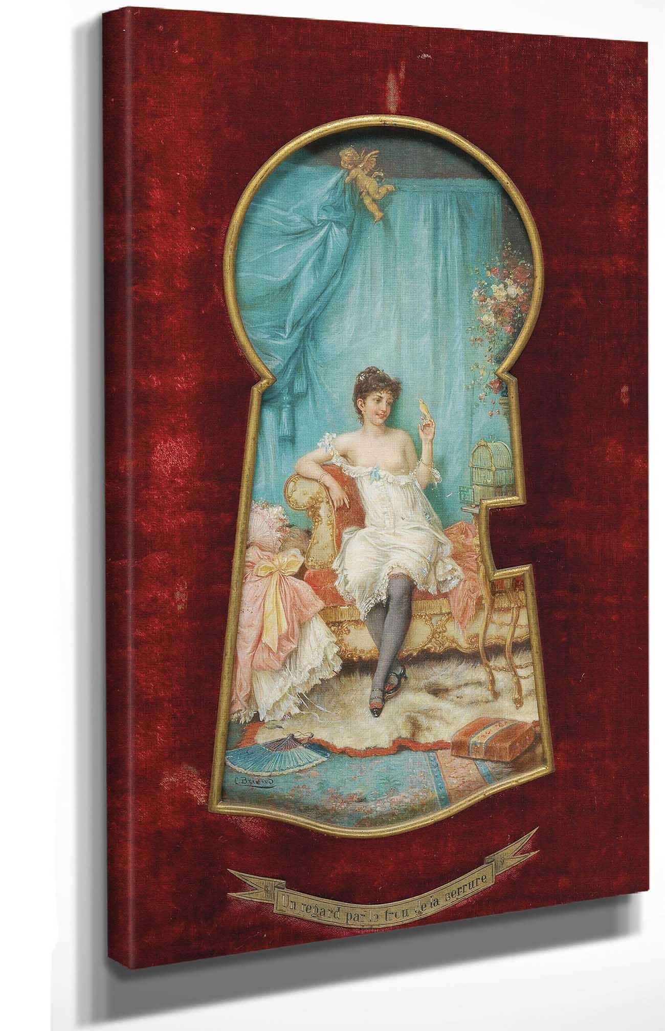 Un Regard Par Le Trou De La Serrure Through The Keyhole by Hans Zatzka Posters, Prints, & Visual Artwork