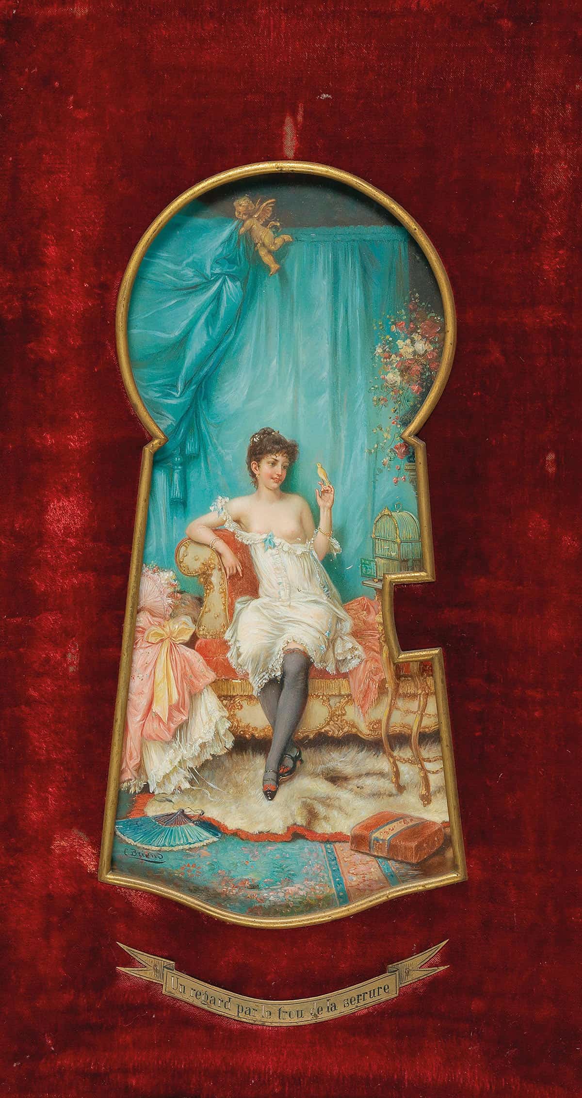 Un Regard Par Le Trou De La Serrure Through The Keyhole by Hans Zatzka Posters, Prints, & Visual Artwork