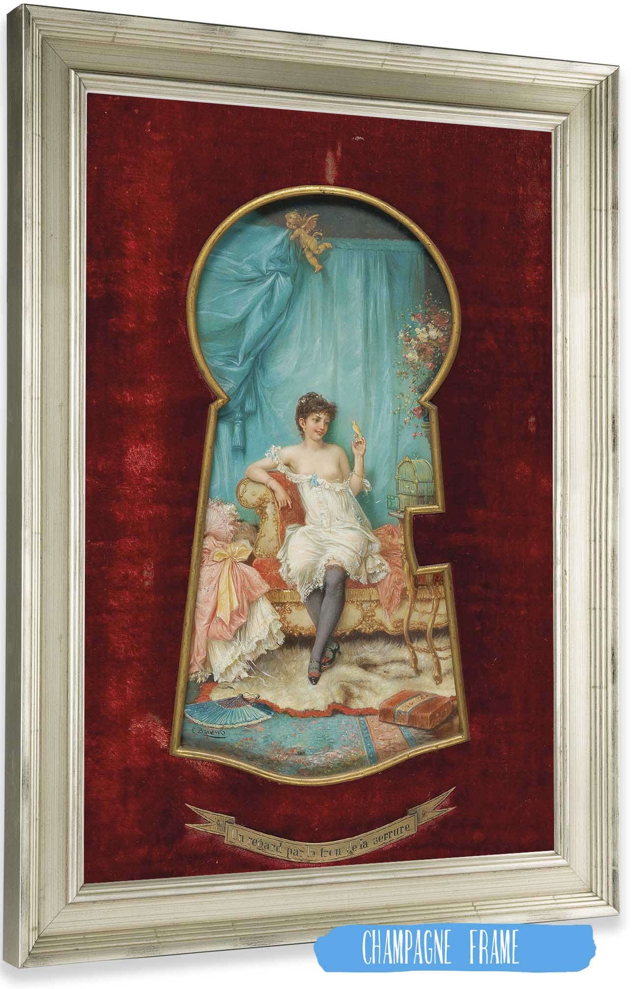 Un Regard Par Le Trou De La Serrure Through The Keyhole by Hans Zatzka Posters, Prints, & Visual Artwork