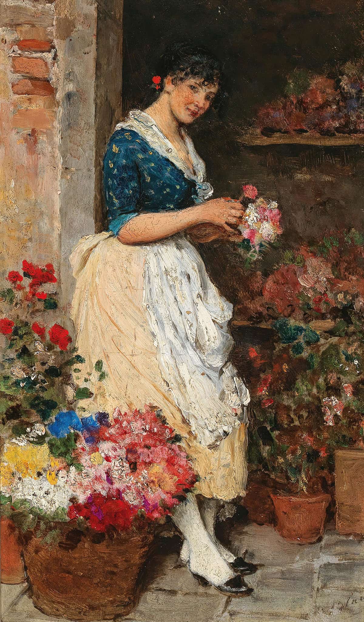 Venezianisches Blumenmadchen by Eugen Von Blaas Posters, Prints, & Visual Artwork
