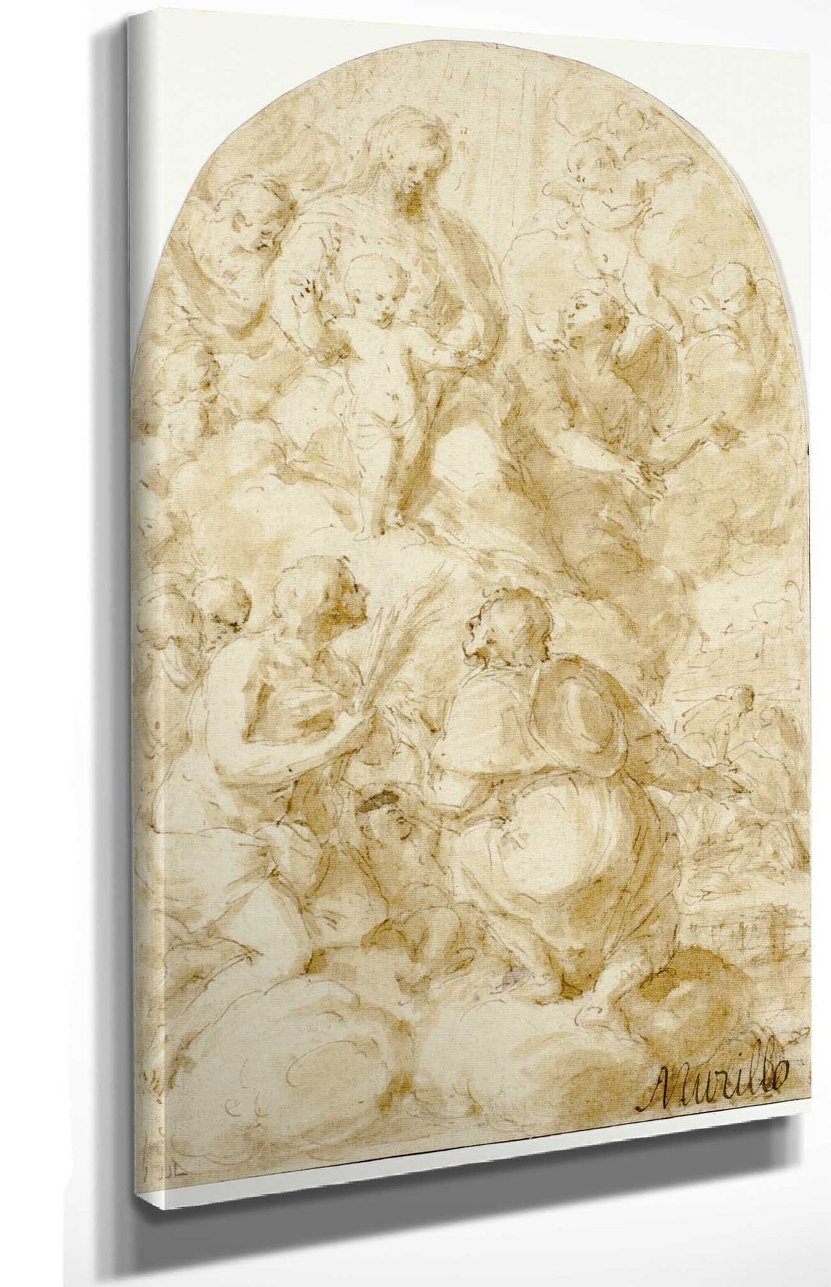 Virgin Mary With The Christ Child In The Clouds by Bartolome Esteban Murillo Posters, Prints, & Visual Artwork