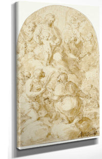 Virgin Mary With The Christ Child In The Clouds by Bartolome Esteban Murillo Posters, Prints, & Visual Artwork