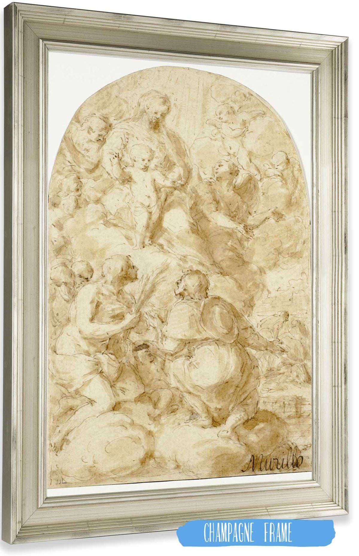 Virgin Mary With The Christ Child In The Clouds by Bartolome Esteban Murillo Posters, Prints, & Visual Artwork