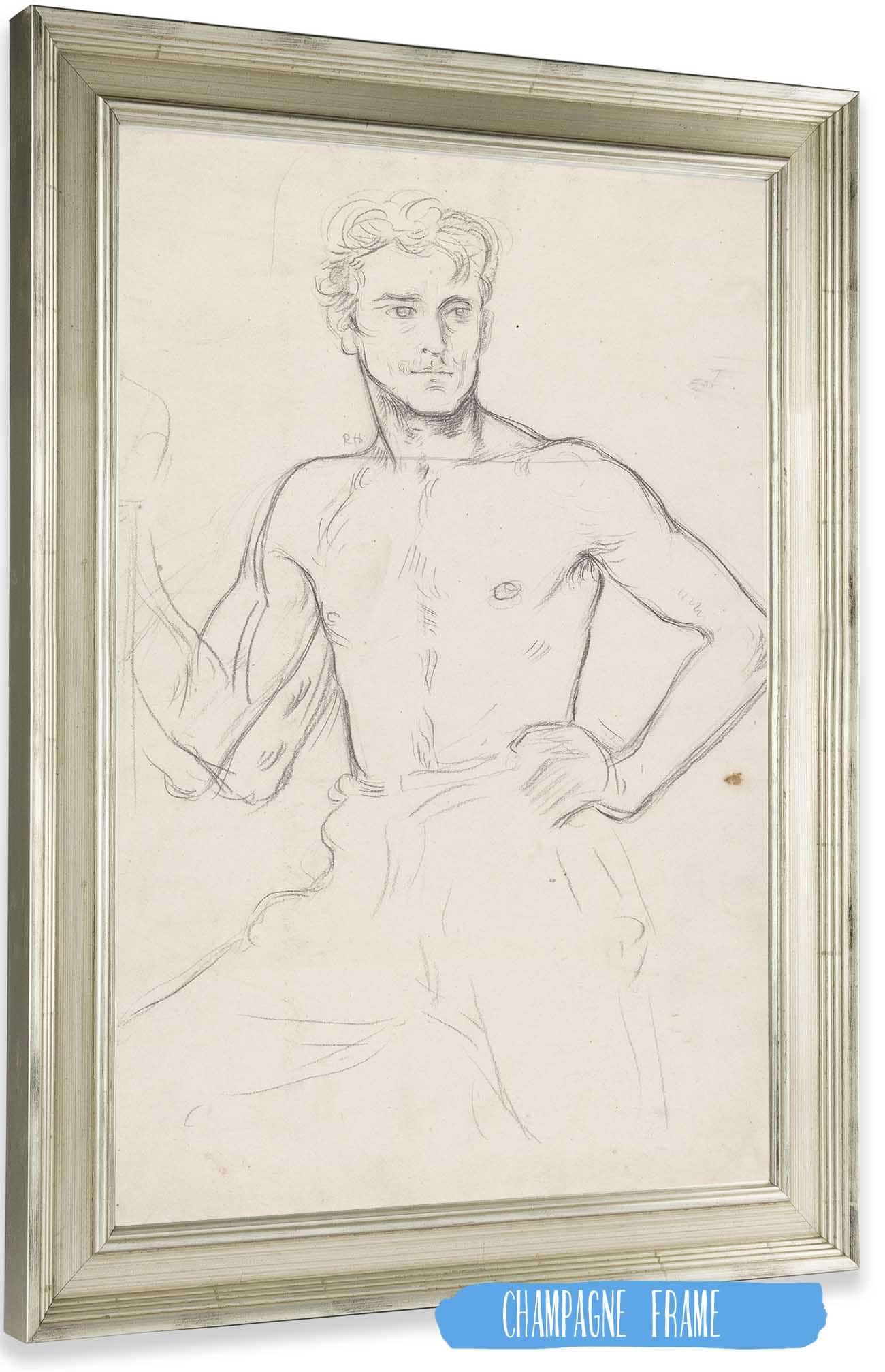 Wijdbeens Staande Man Met Ontbloot Bovenlichaam  by Richard Nicolaus Roland Holst Posters, Prints, & Visual Artwork