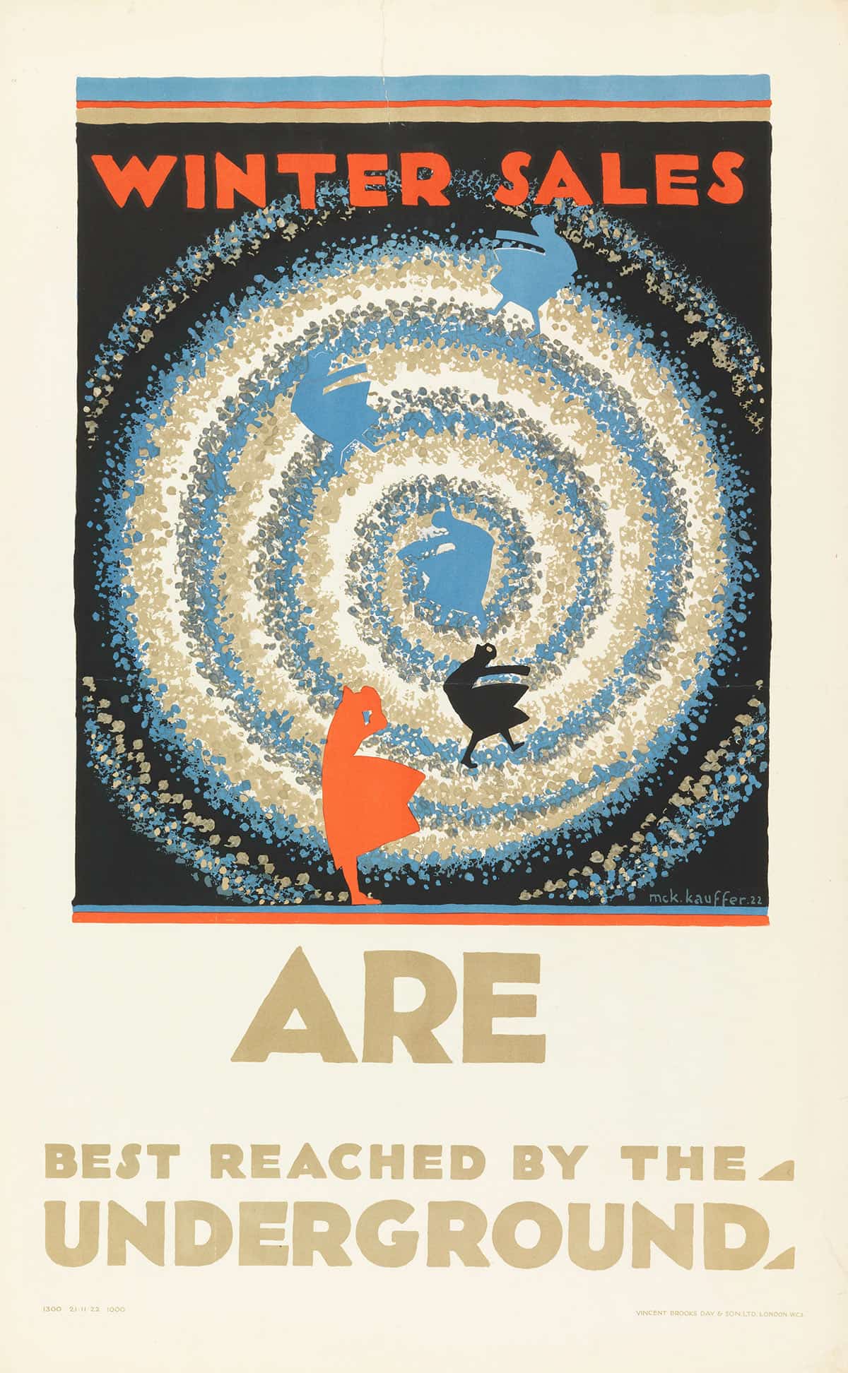 Winter Sales For London Underground by Edward Mcknight Kauffer Posters, Prints, & Visual Artwork