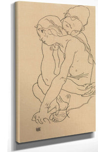 Woman And Girl Embracing by Egon Schiele Posters, Prints, & Visual Artwork