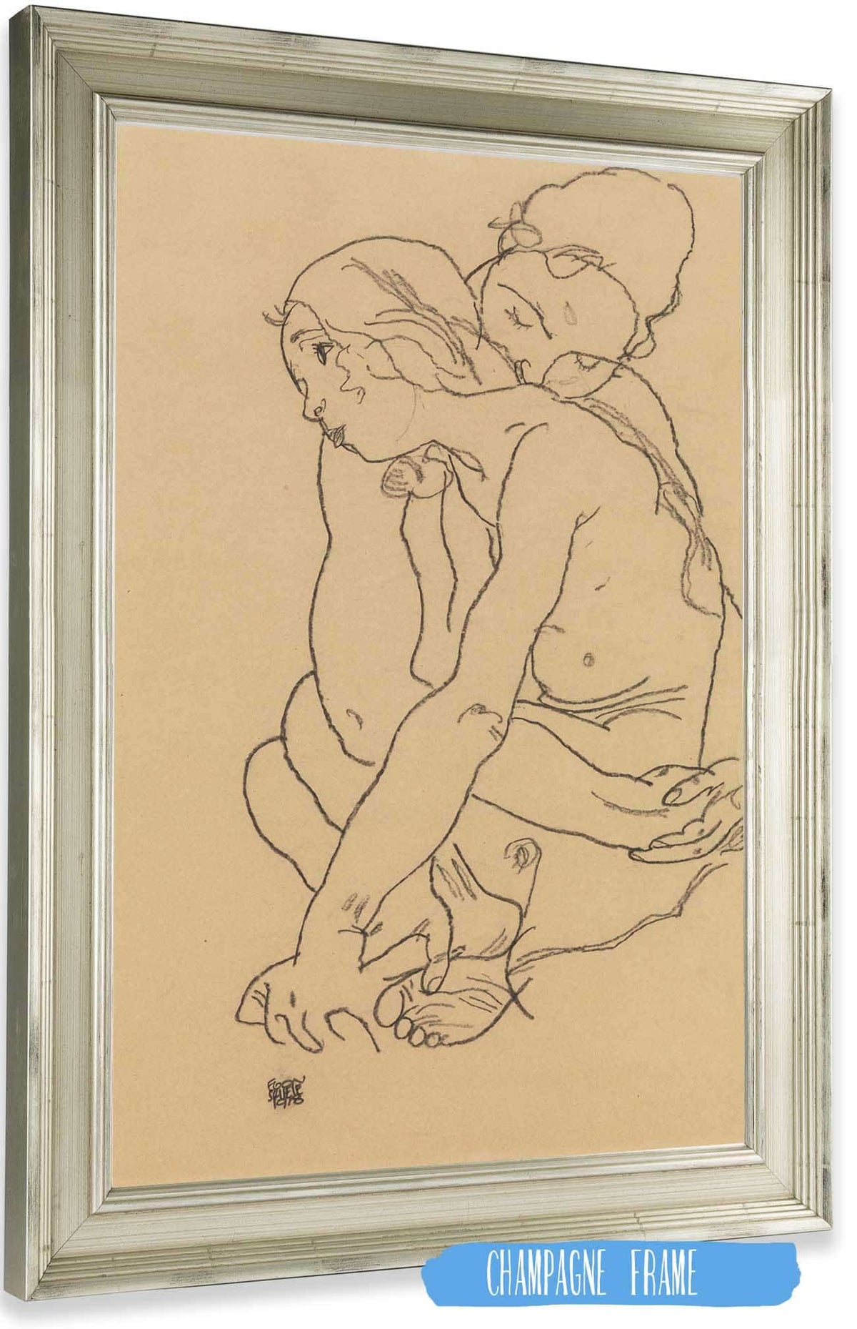 Woman And Girl Embracing by Egon Schiele Posters, Prints, & Visual Artwork