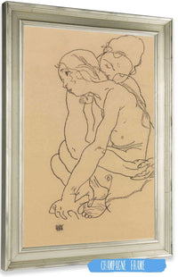 Woman And Girl Embracing by Egon Schiele Posters, Prints, & Visual Artwork