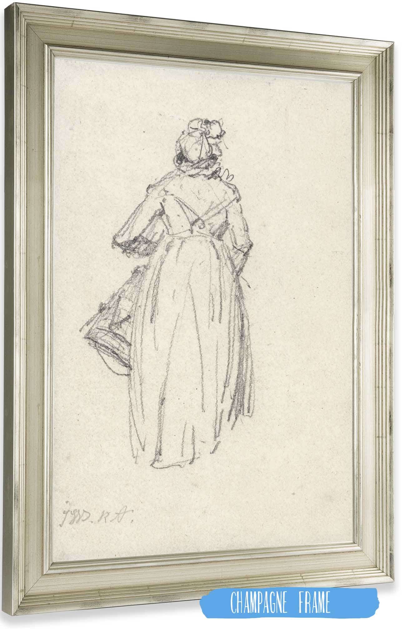 Woman Standing Seen From The Back by James Ward Posters, Prints, & Visual Artwork