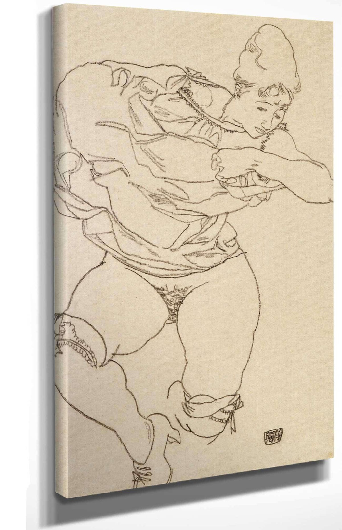 Woman Undressing by Egon Schiele Posters, Prints, & Visual Artwork