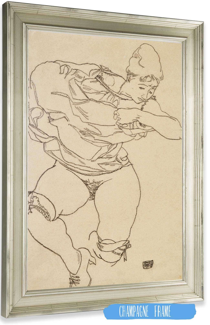 Woman Undressing by Egon Schiele Posters, Prints, & Visual Artwork