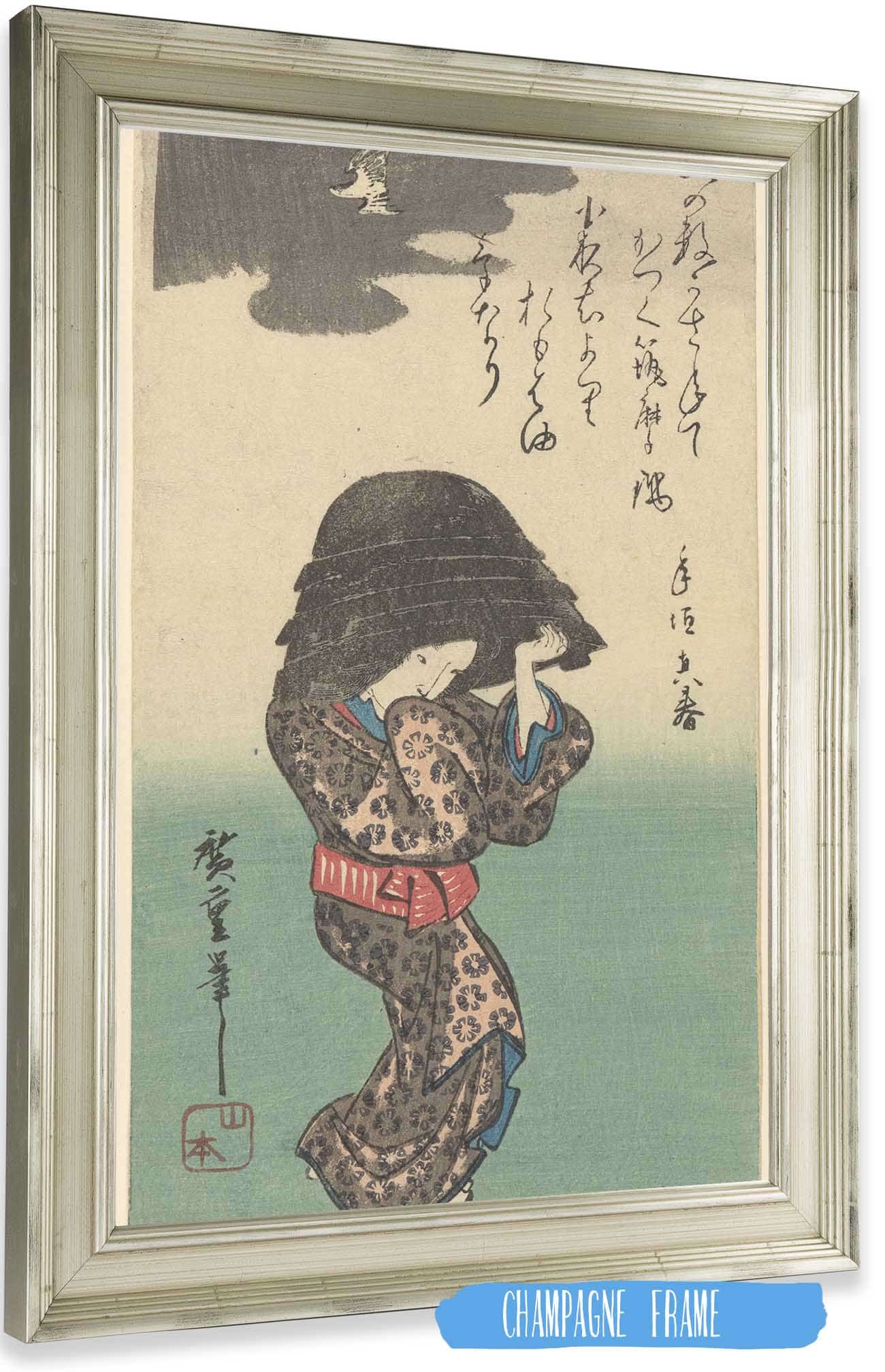Woman With Kettle by Ando Hiroshige Posters, Prints, & Visual Artwork