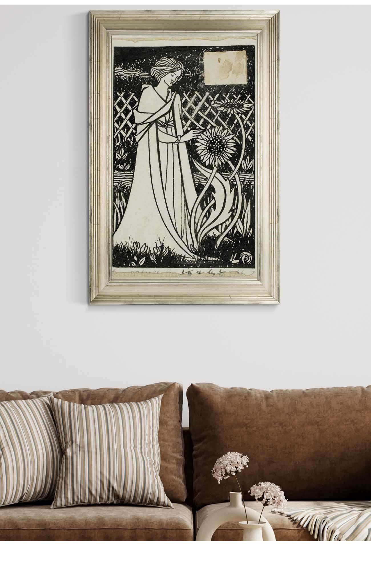 Woman With Sunflowers by Aubrey Vincent Beardsley Posters, Prints, & Visual Artwork