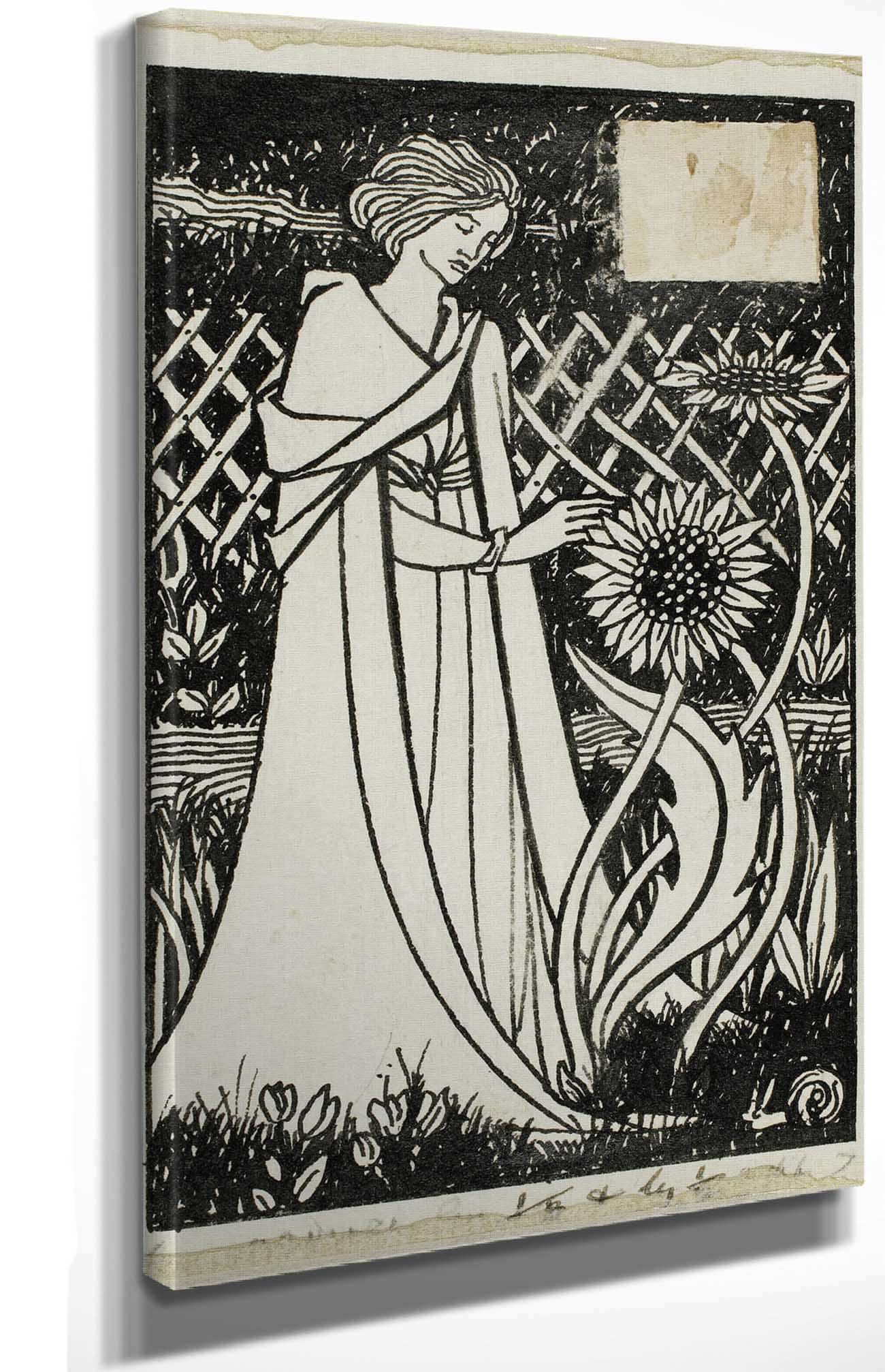 Woman With Sunflowers by Aubrey Vincent Beardsley Posters, Prints, & Visual Artwork
