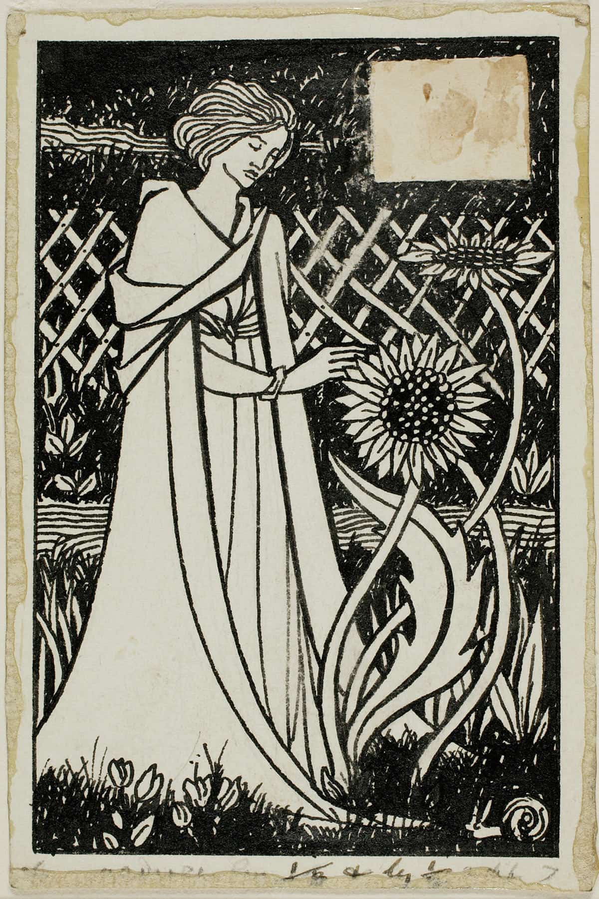 Woman With Sunflowers by Aubrey Vincent Beardsley Posters, Prints, & Visual Artwork