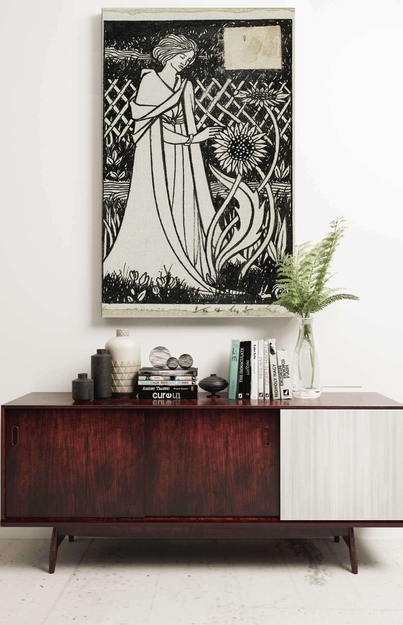 Woman With Sunflowers by Aubrey Vincent Beardsley Posters, Prints, & Visual Artwork