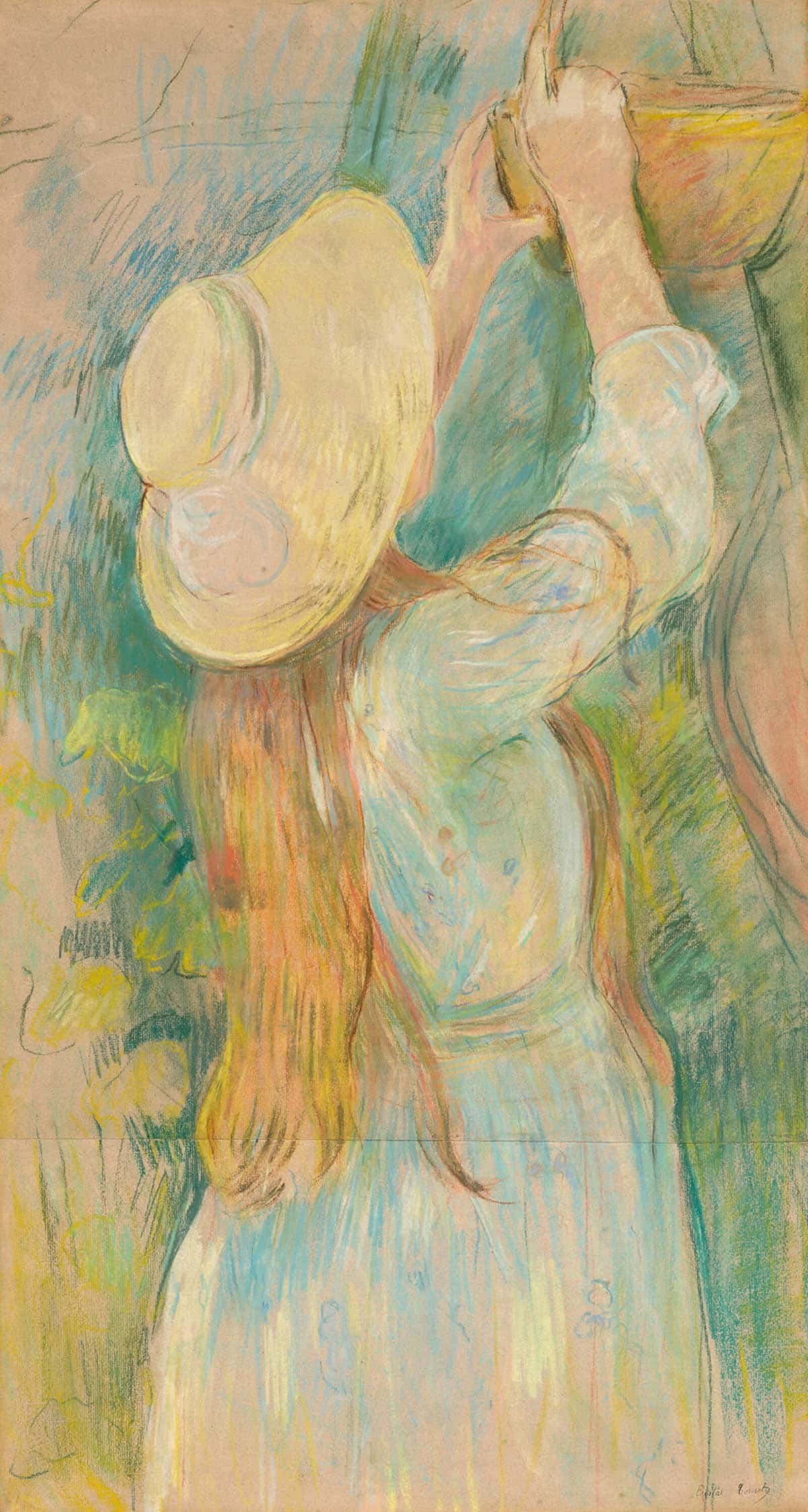 Young Girl Holding A Basket by Berthe Morisot Posters, Prints, & Visual Artwork