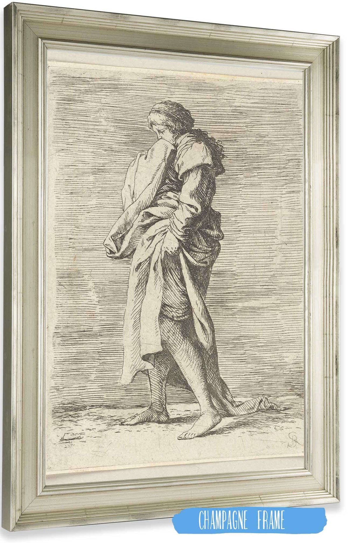 Young Woman Walking Toward The Left  by Salvator Rosa Posters, Prints, & Visual Artwork