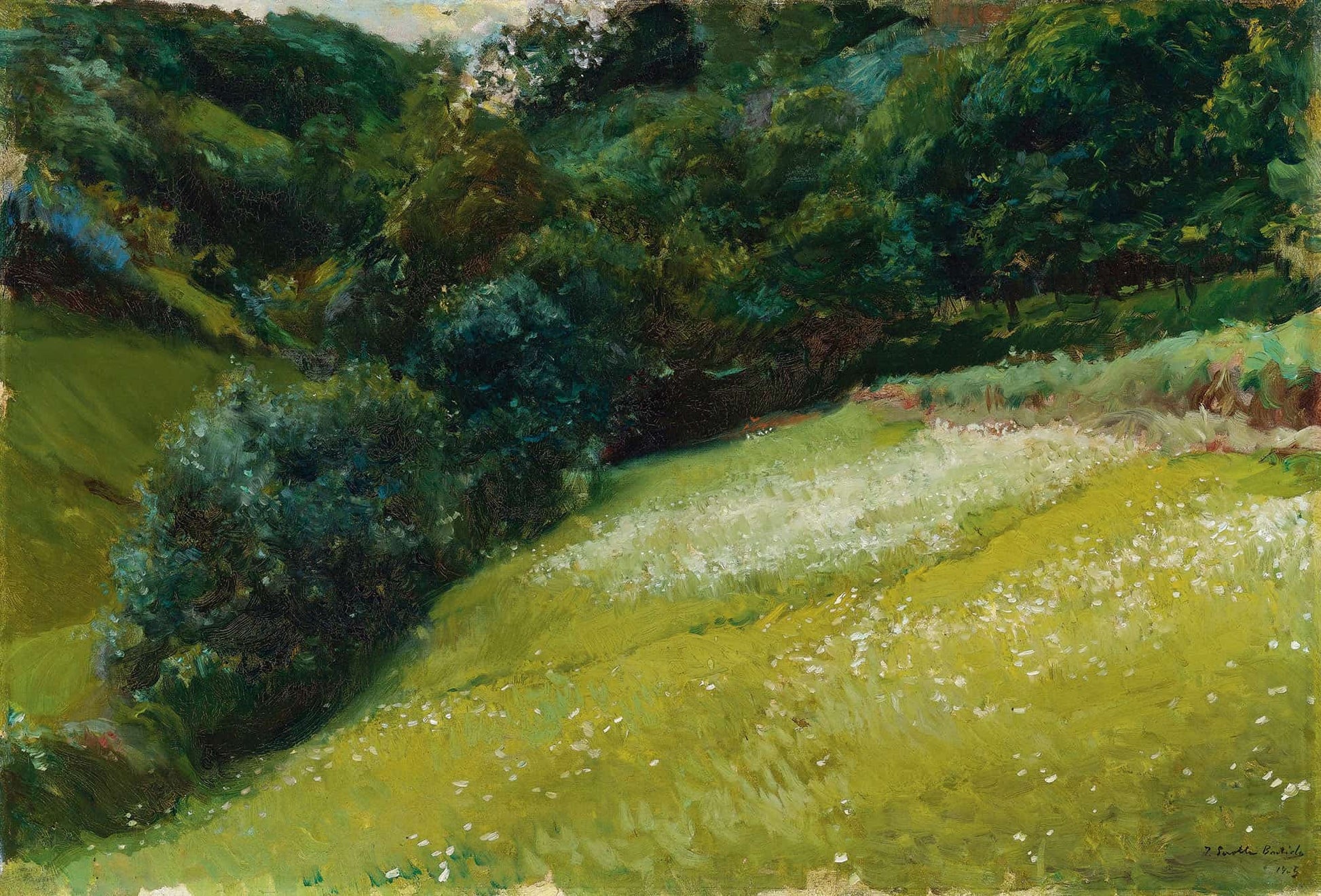 Prado De Asturias San Esteban De Pravia Field In Asturias San Esteban De Pravia by Joaquin Sorolla