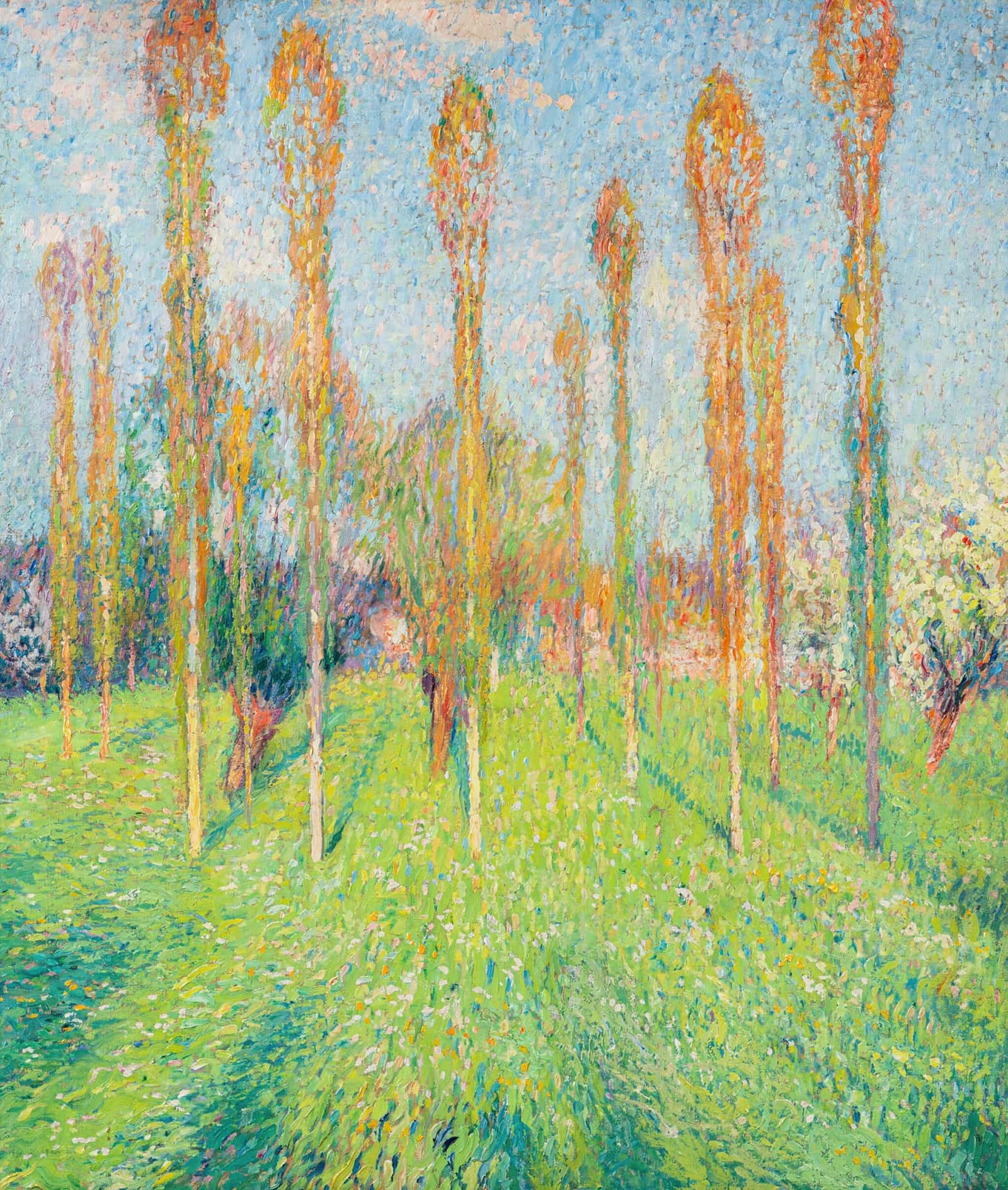 Prairie Ensoleillee Aux Peupliers by Henri Martin