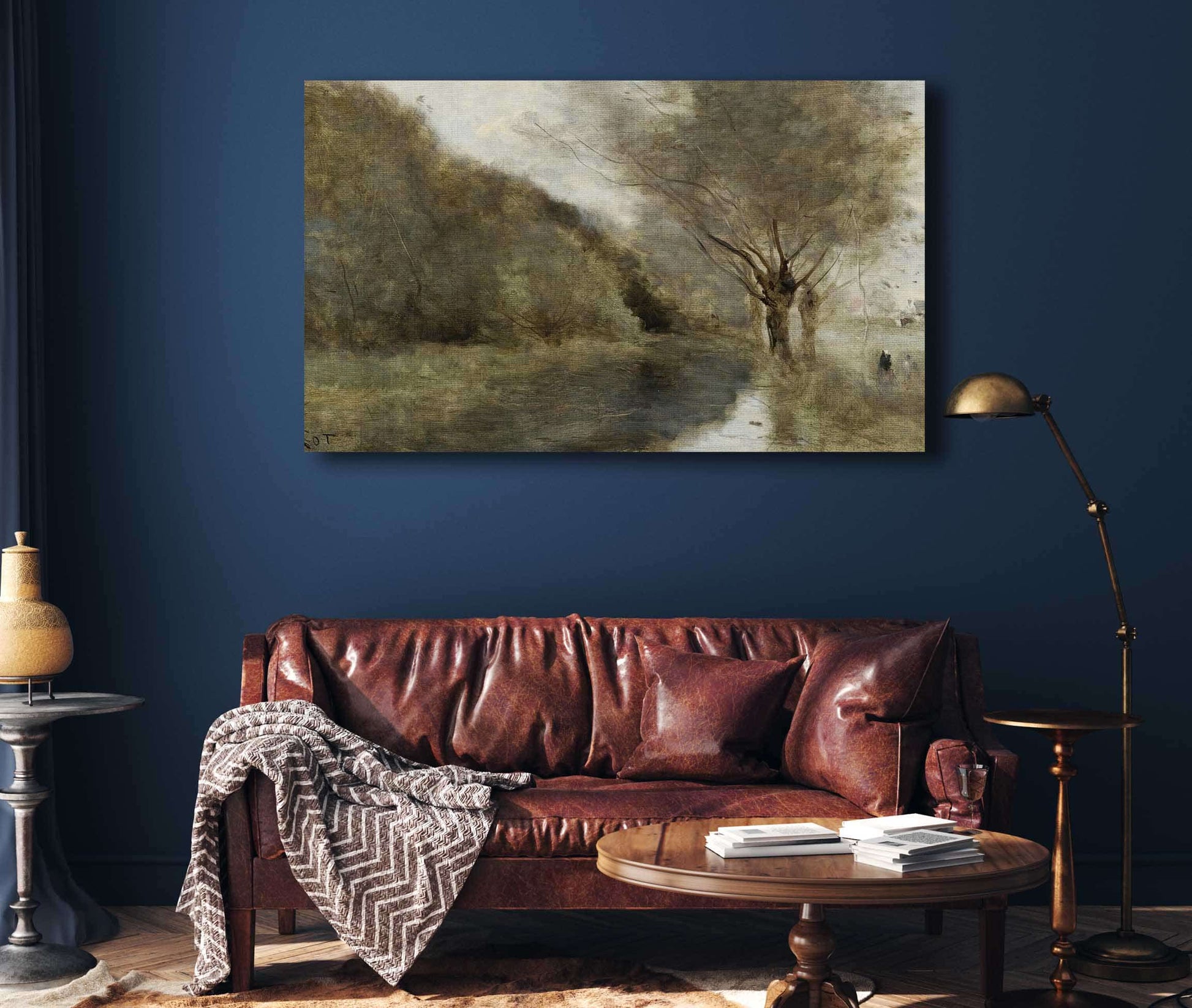Pres Gisors Saulaie Et Riviere Effet Du Matin by Jean Baptiste Camille Corot