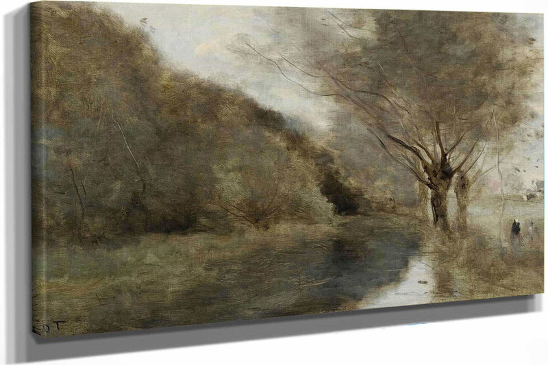 Pres Gisors Saulaie Et Riviere Effet Du Matin by Jean Baptiste Camille Corot