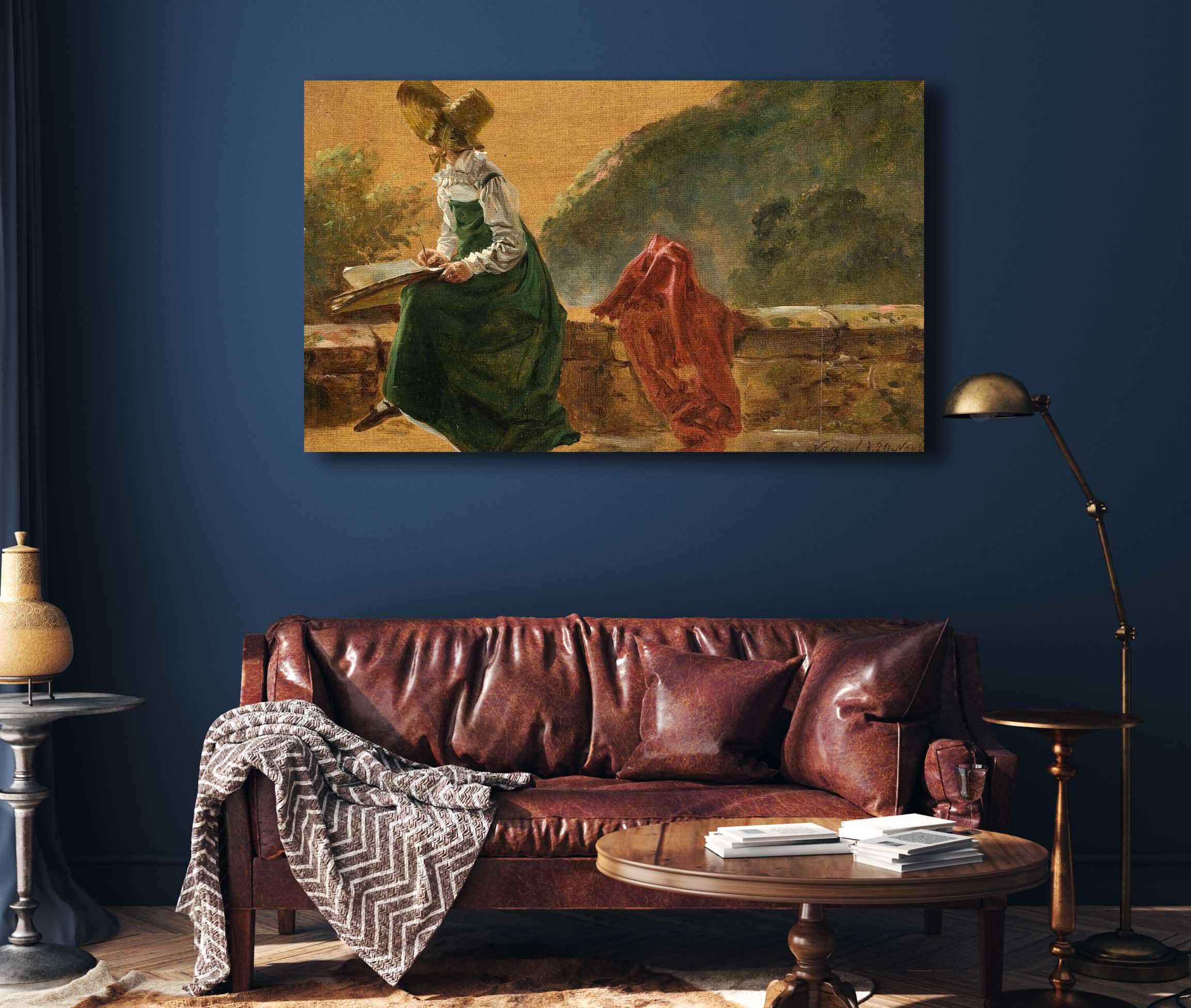 Princess Caroline Amalie Sketching In Naples Study by Johan Christian Dahl