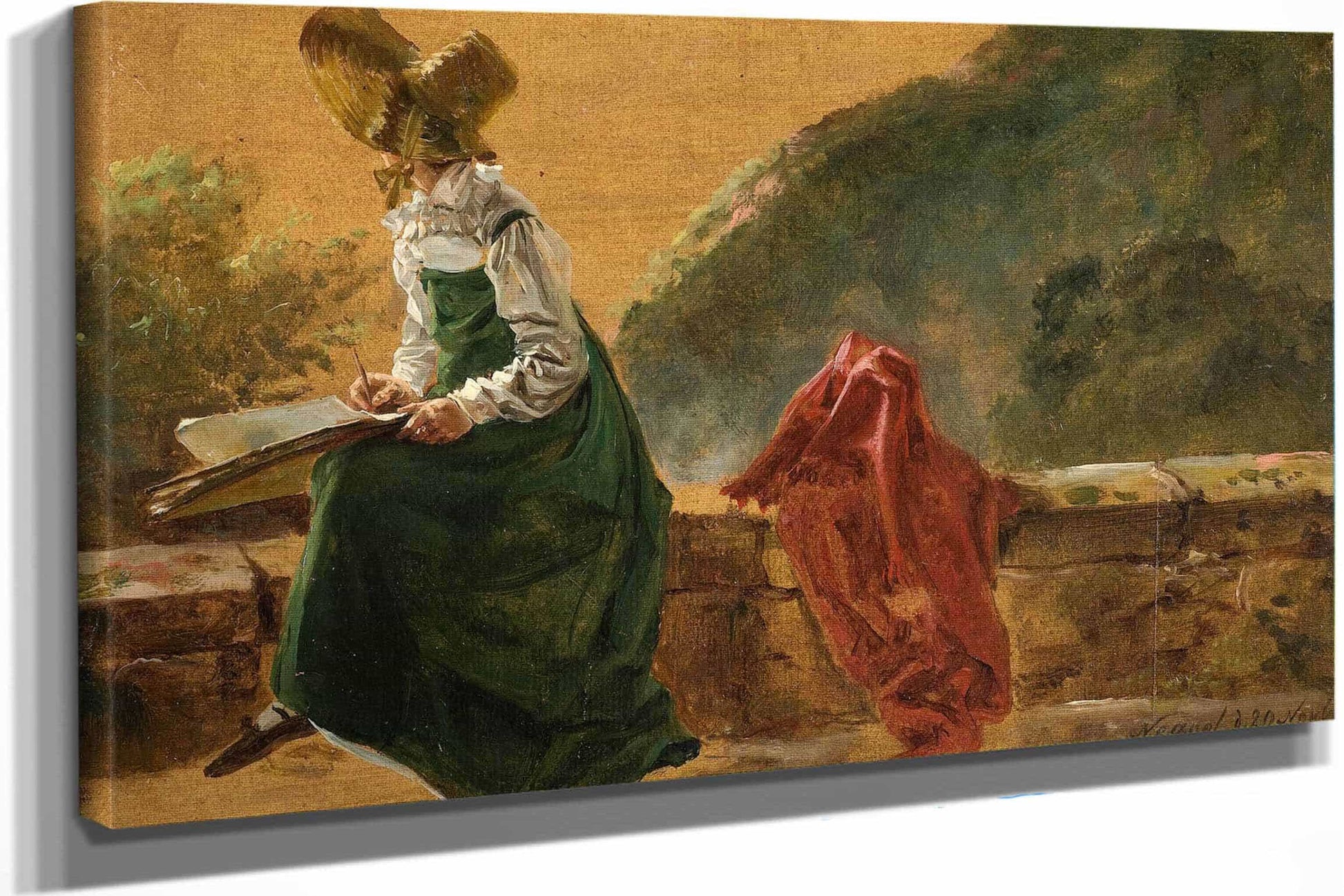 Princess Caroline Amalie Sketching In Naples Study by Johan Christian Dahl