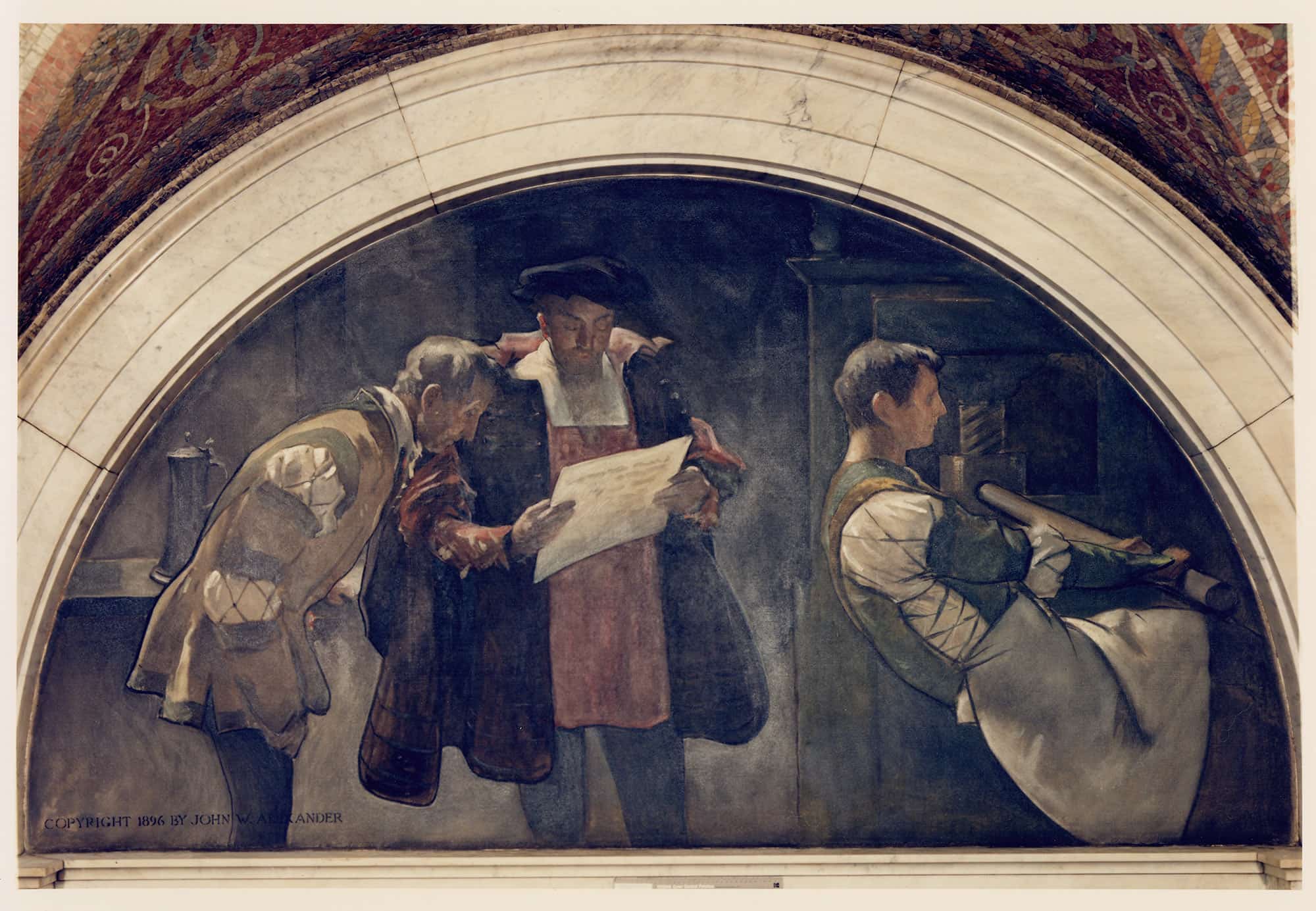 Printing Press Mural In Evolution Of The Book Series by John White Alexander