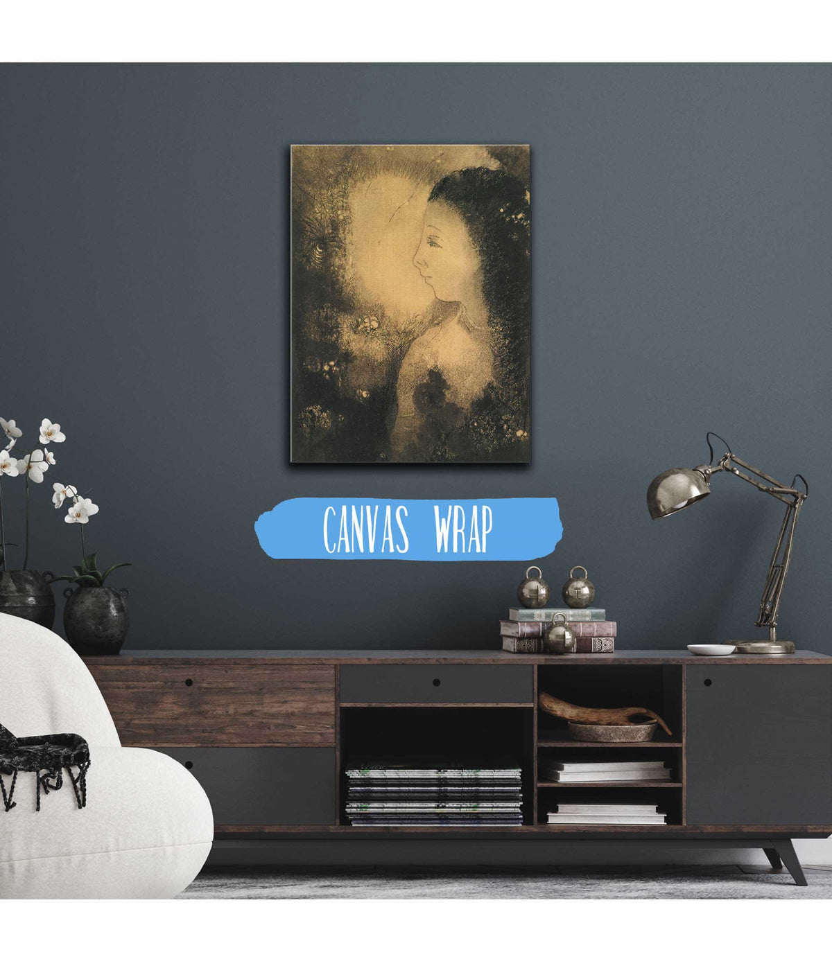 Profil De Femme Avec Fleurs by Odilon Redon