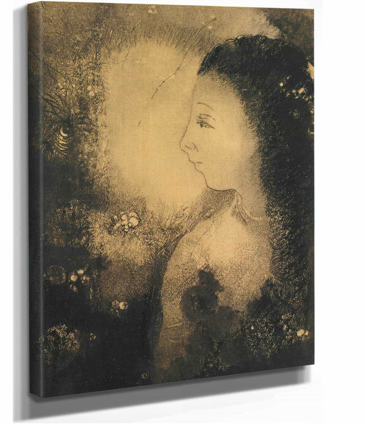 Profil De Femme Avec Fleurs by Odilon Redon