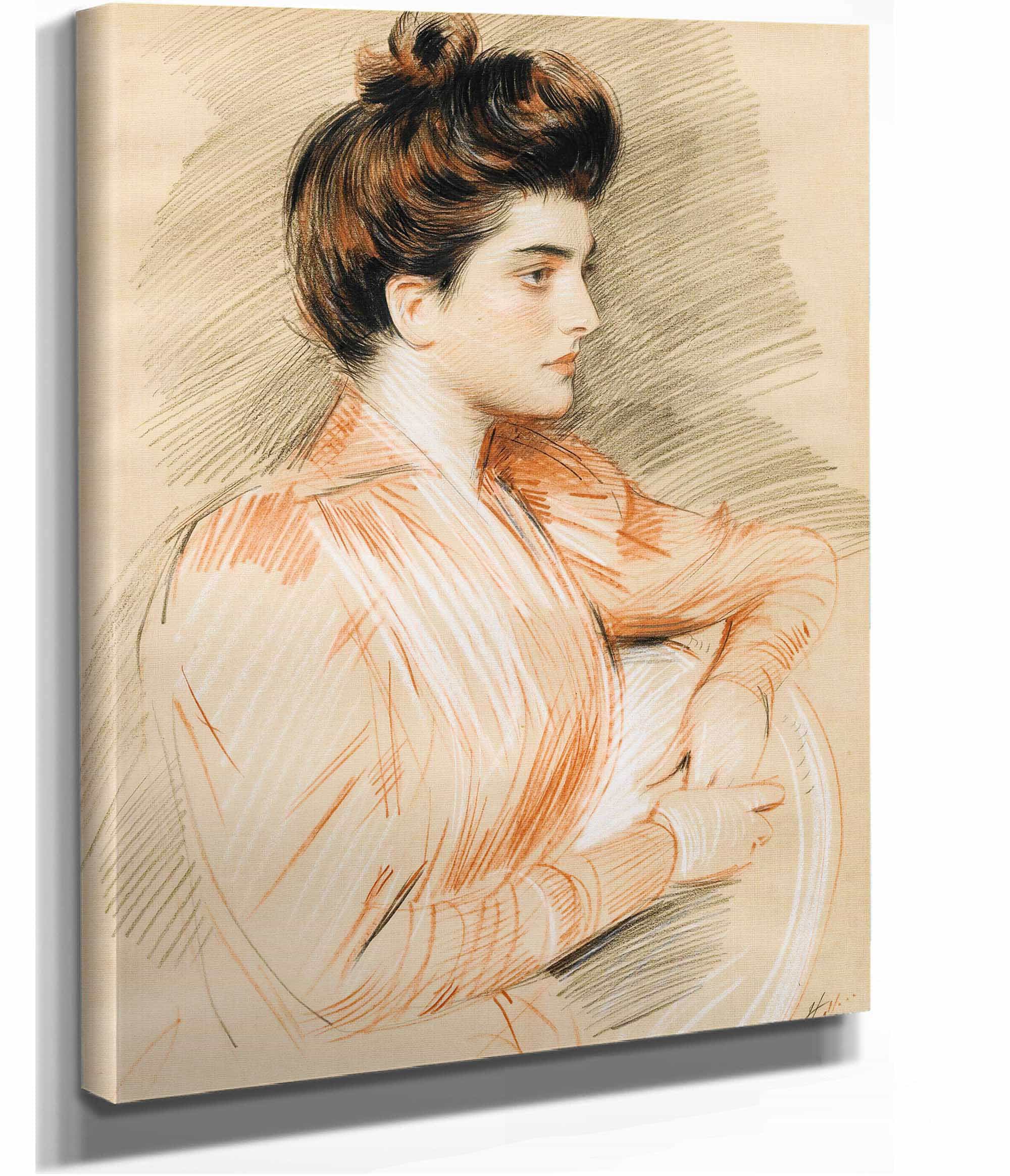 Profile Portrait Of Elisabeth Van Biema by Paul Cesar Helleu