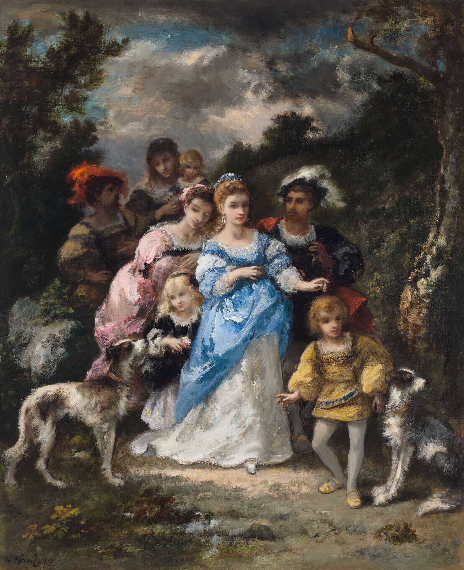 Promenade A La Robe Bleue by Narcisse Virgile Diaz De La Pena