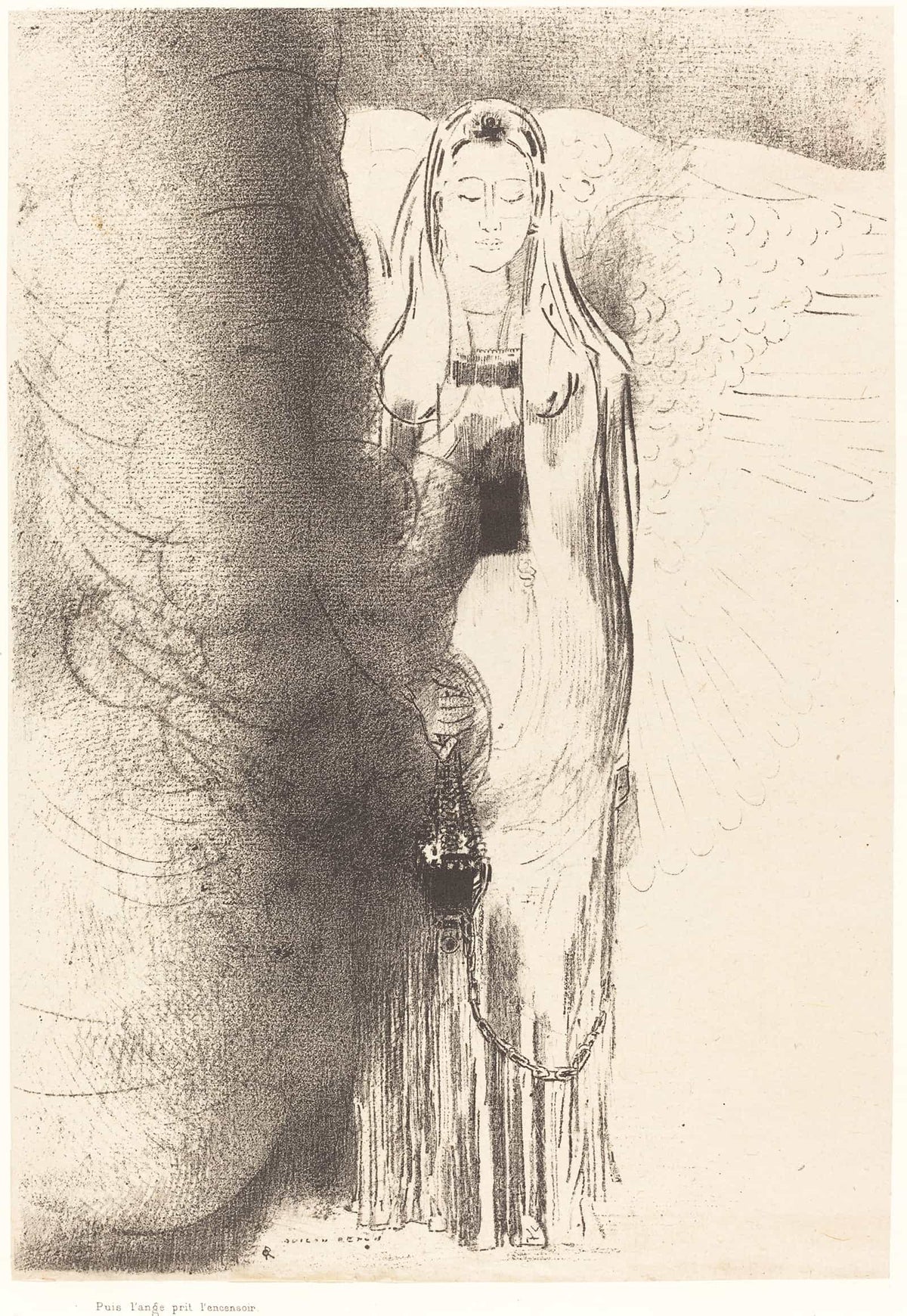 Puis Lange Prit Lencensoir And The Angel Took The Censer by Odilon Redon