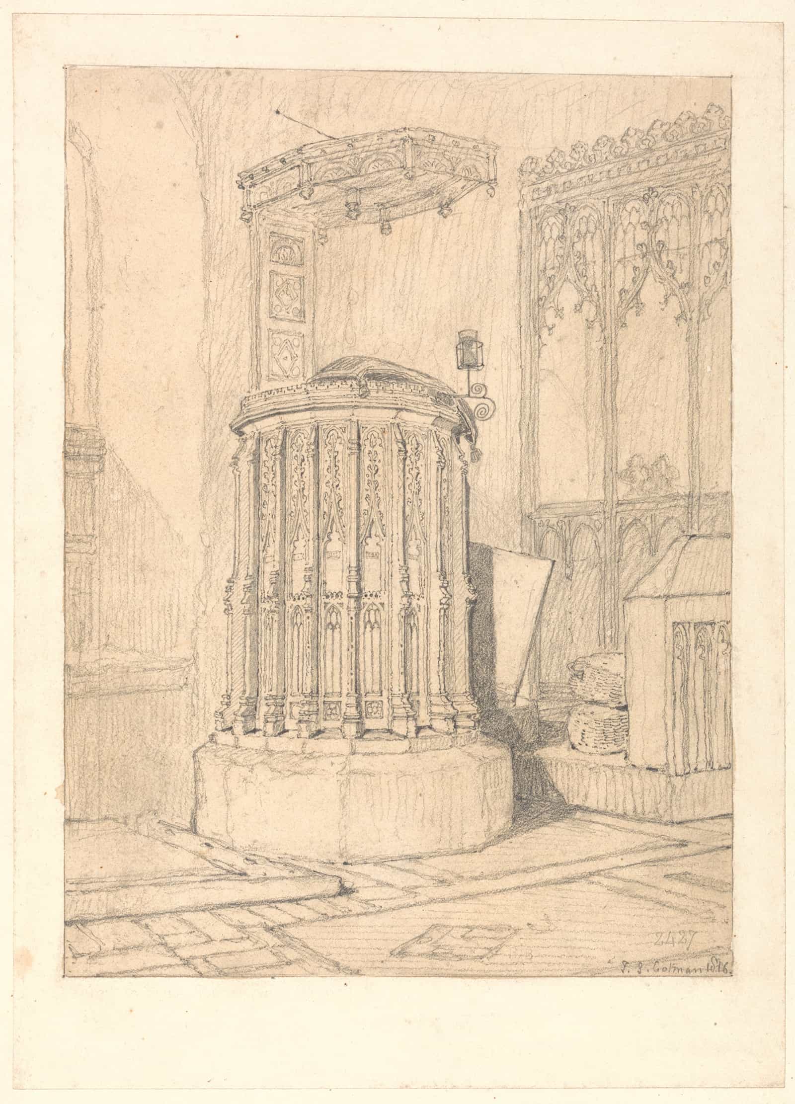 Pulpit In South Burlingham Church Norfolk by John Sell Cotman