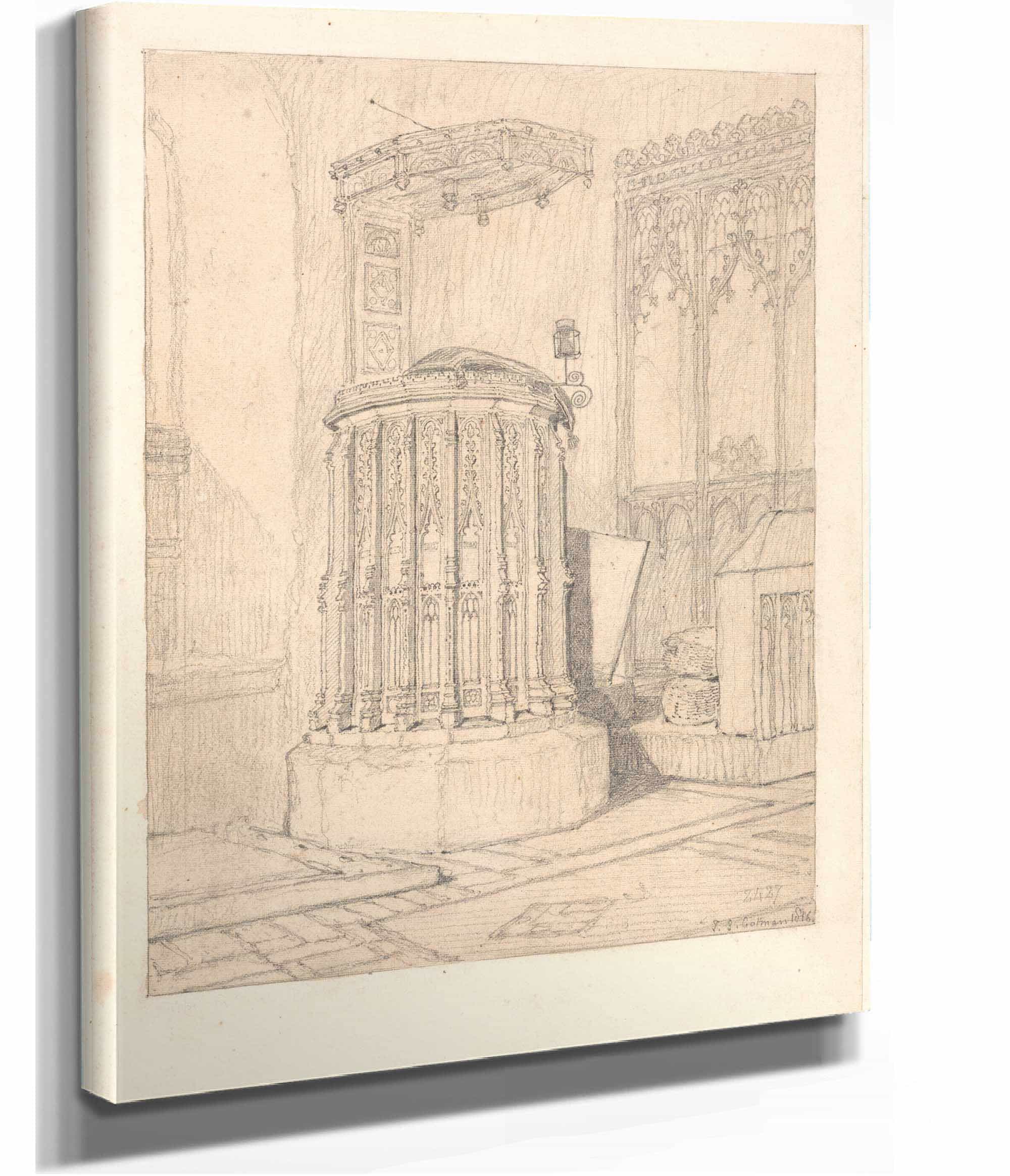Pulpit In South Burlingham Church Norfolk by John Sell Cotman