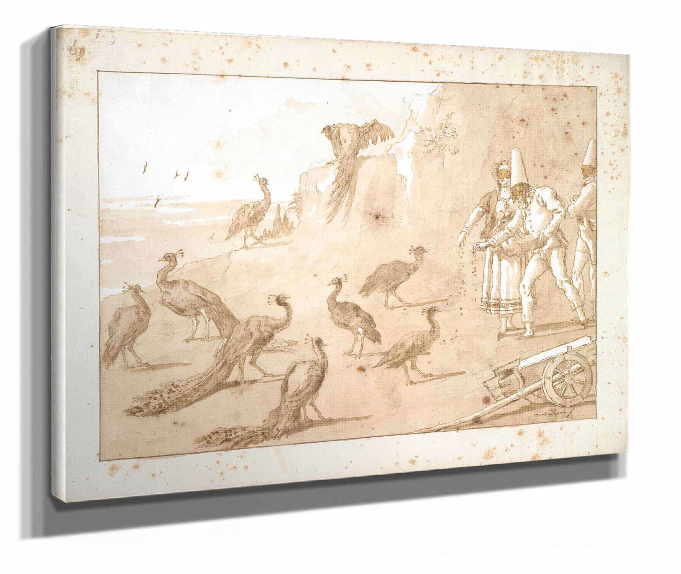 Punchinello Feeding The Peacocks by Giovanni Domenico Tiepolo