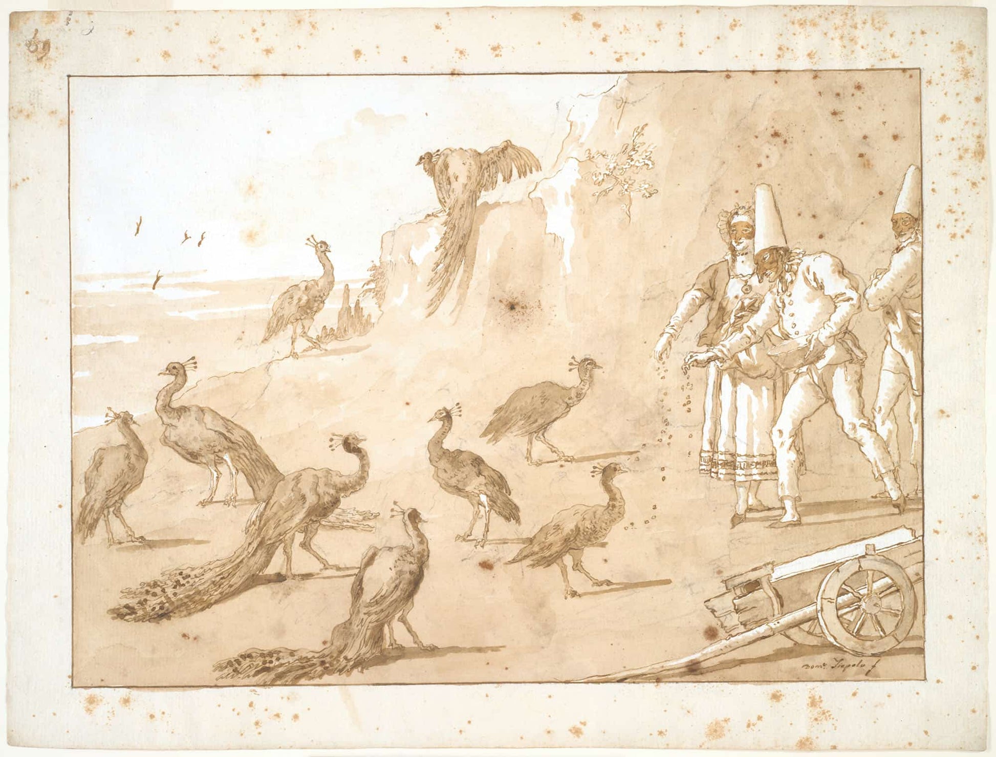 Punchinello Feeding The Peacocks by Giovanni Domenico Tiepolo