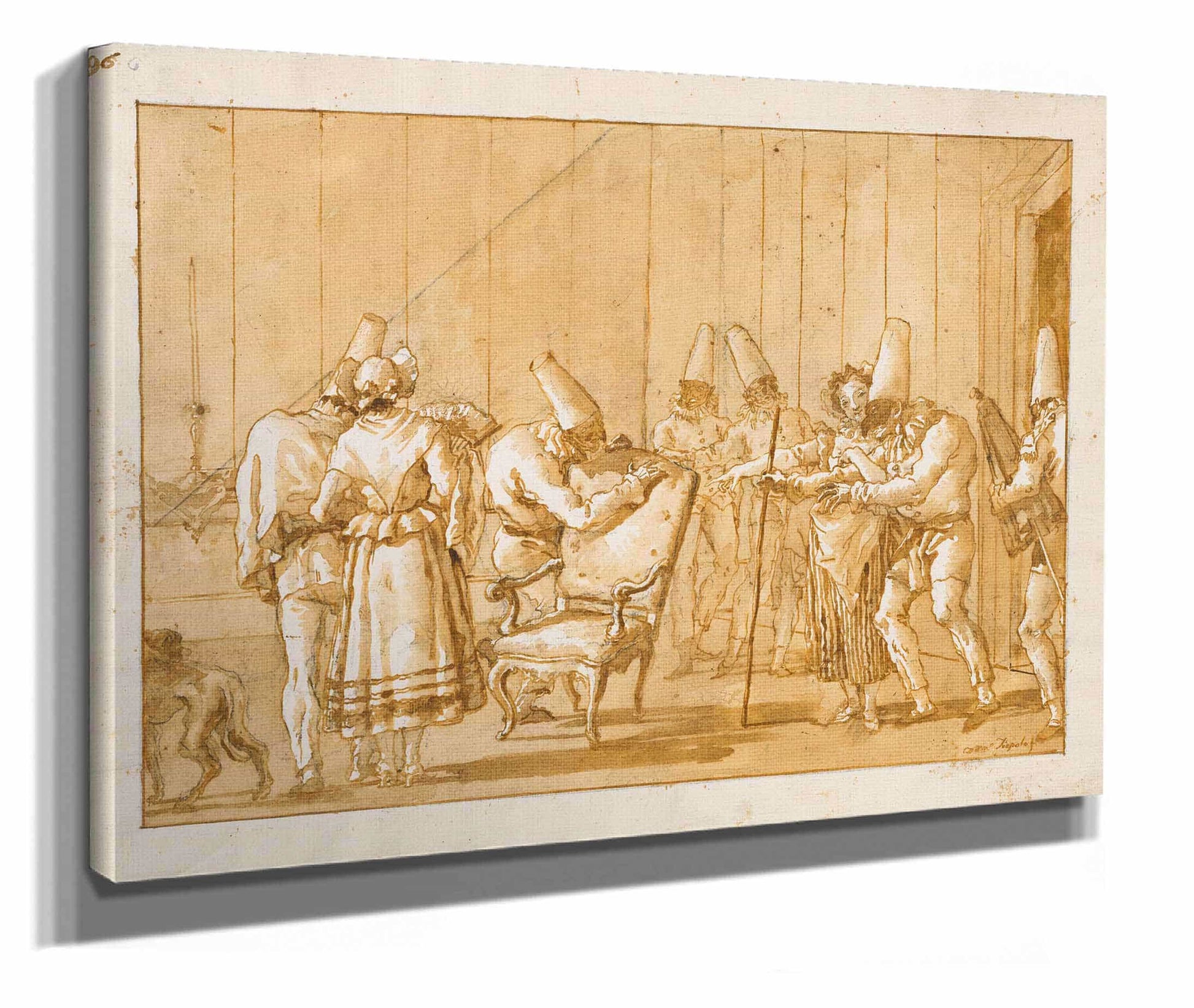 Punchinello Is Helped To A Chair by Giovanni Domenico Tiepolo