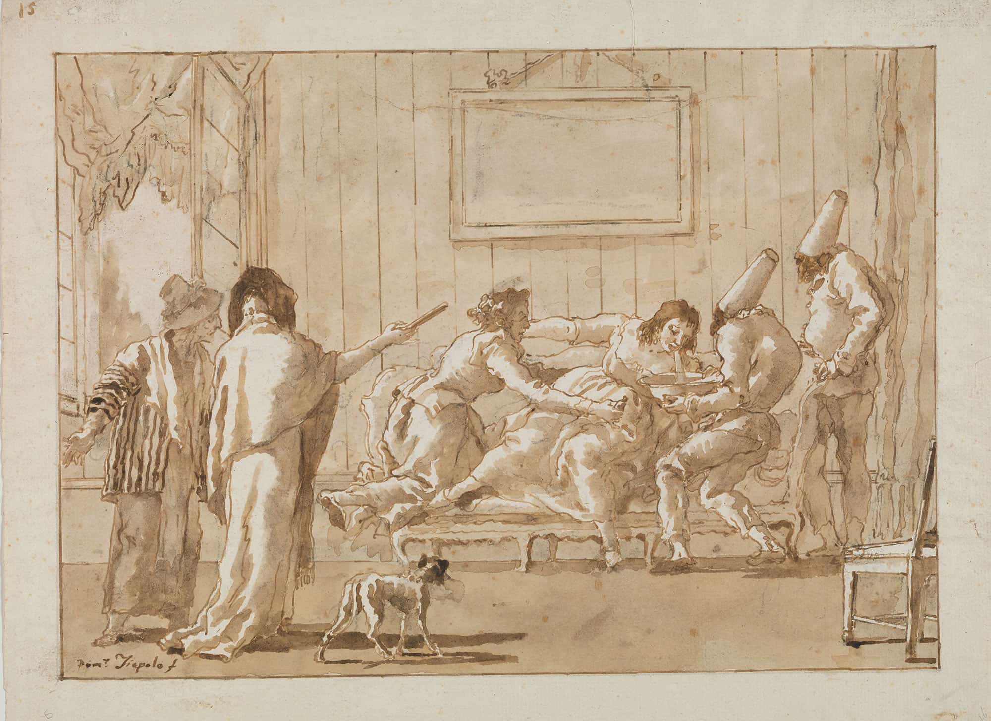 Punchinellos Mother Sick In Pregnancy Early Th Century by Giovanni Domenico Tiepolo