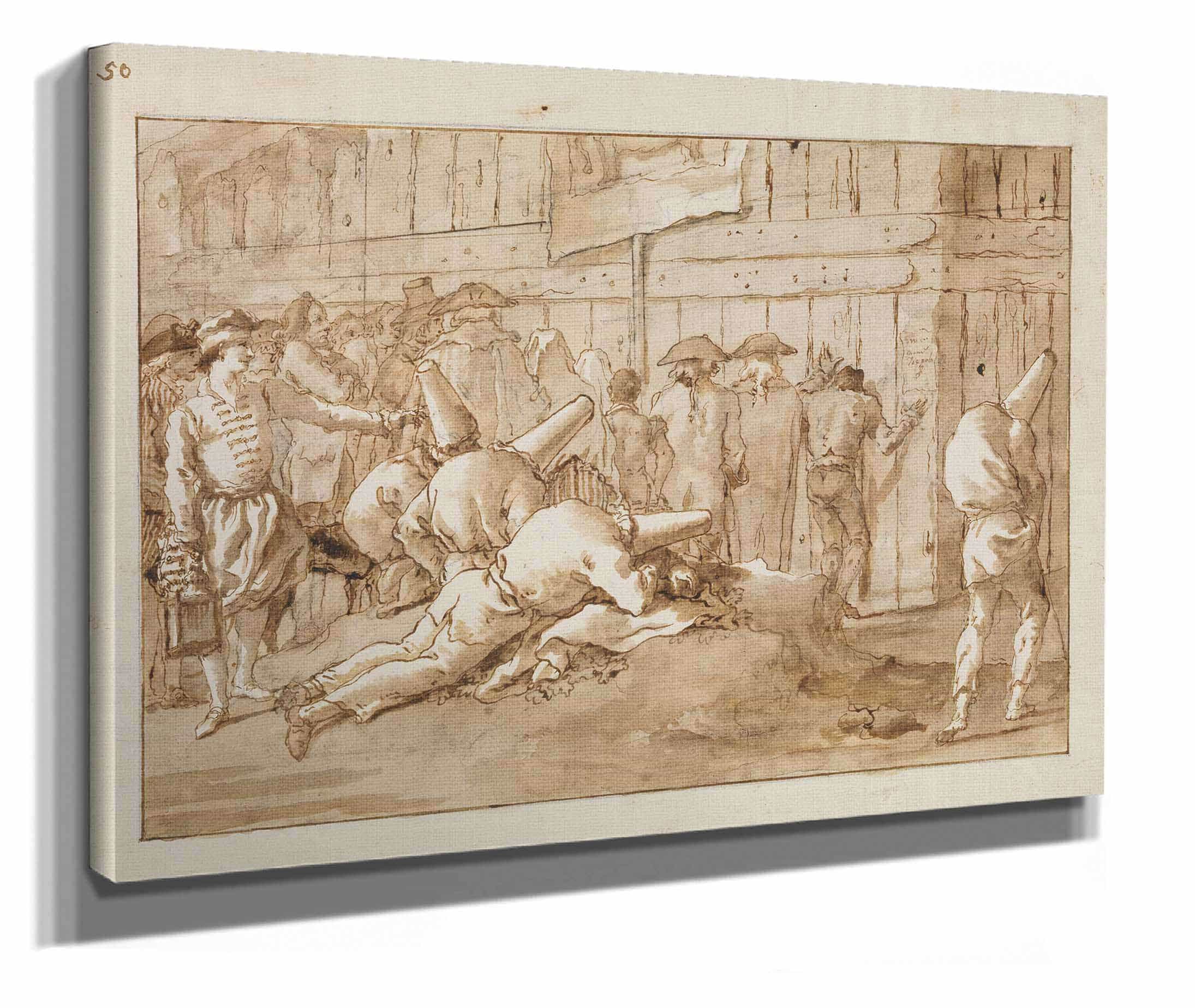 Punchinellos Outside A Circus Late Th Early Th Century by Giovanni Domenico Tiepolo