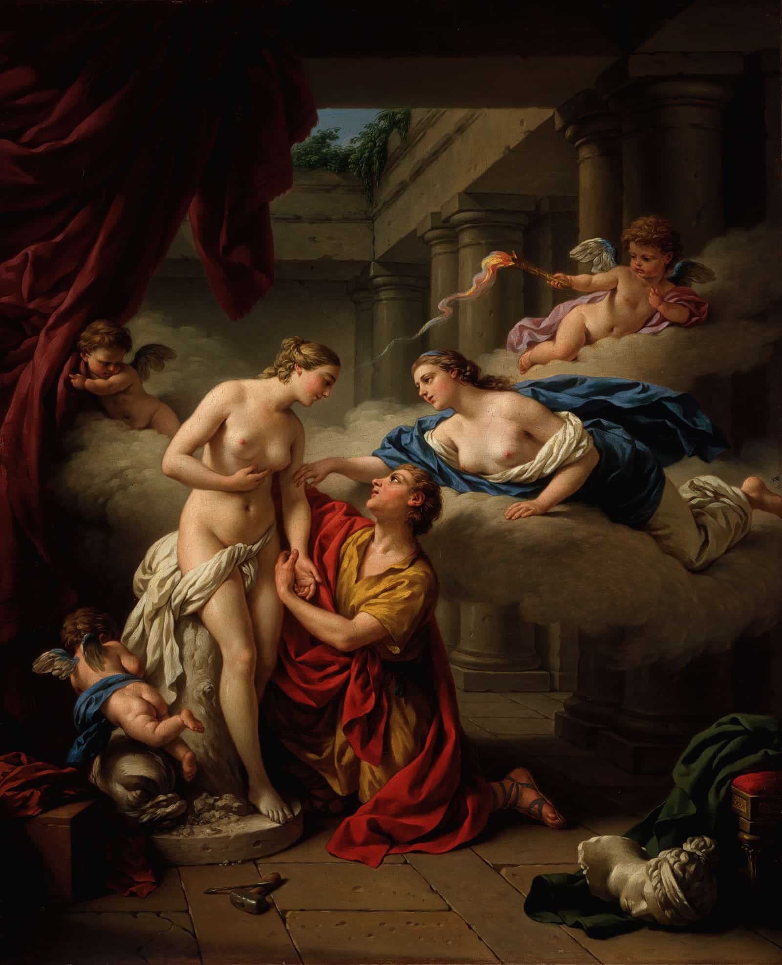 Pygmalion And His Statue by Louis Jean Francois Lagrenee
