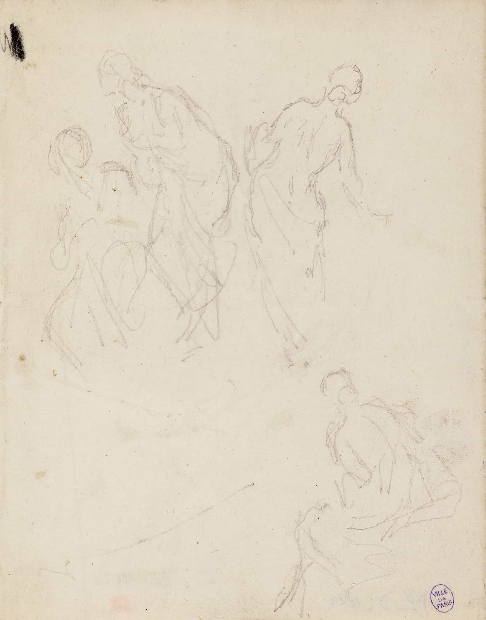 Quatre Esquisses De Femmes Drapees by Narcisse Virgile Diaz De La Pena